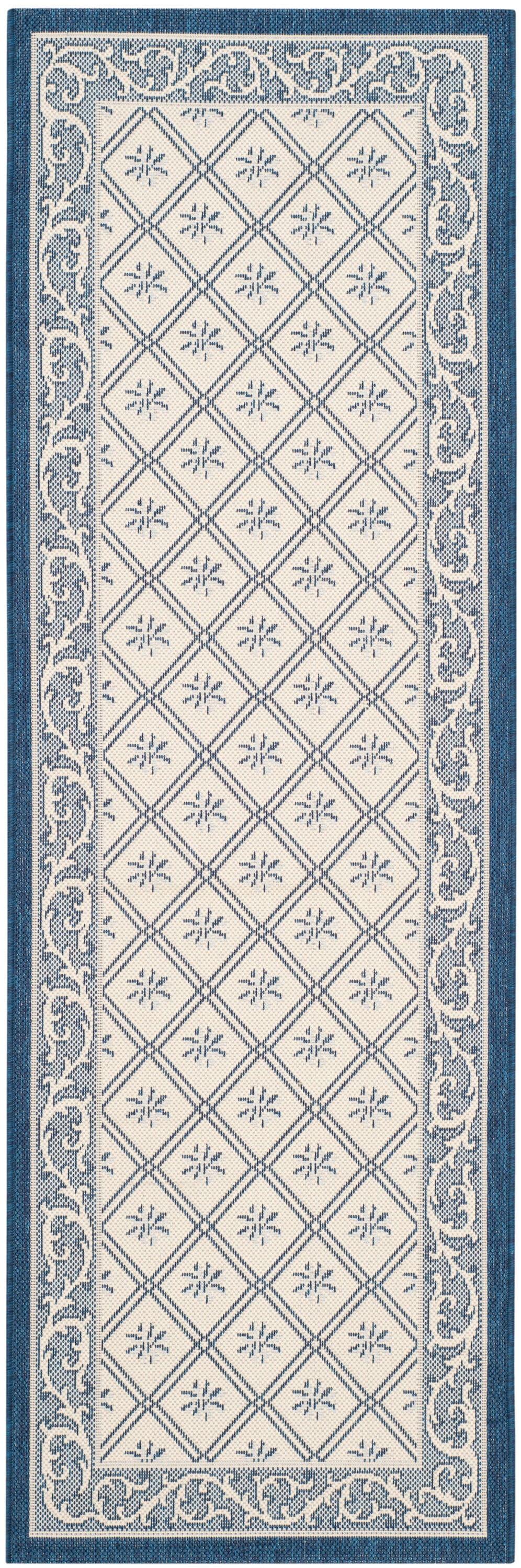 Courtyard CY2098 Power Loomed Indoor and Outdoor Accent Rug - Natural/Blue - 2'x3'7" - Safavieh