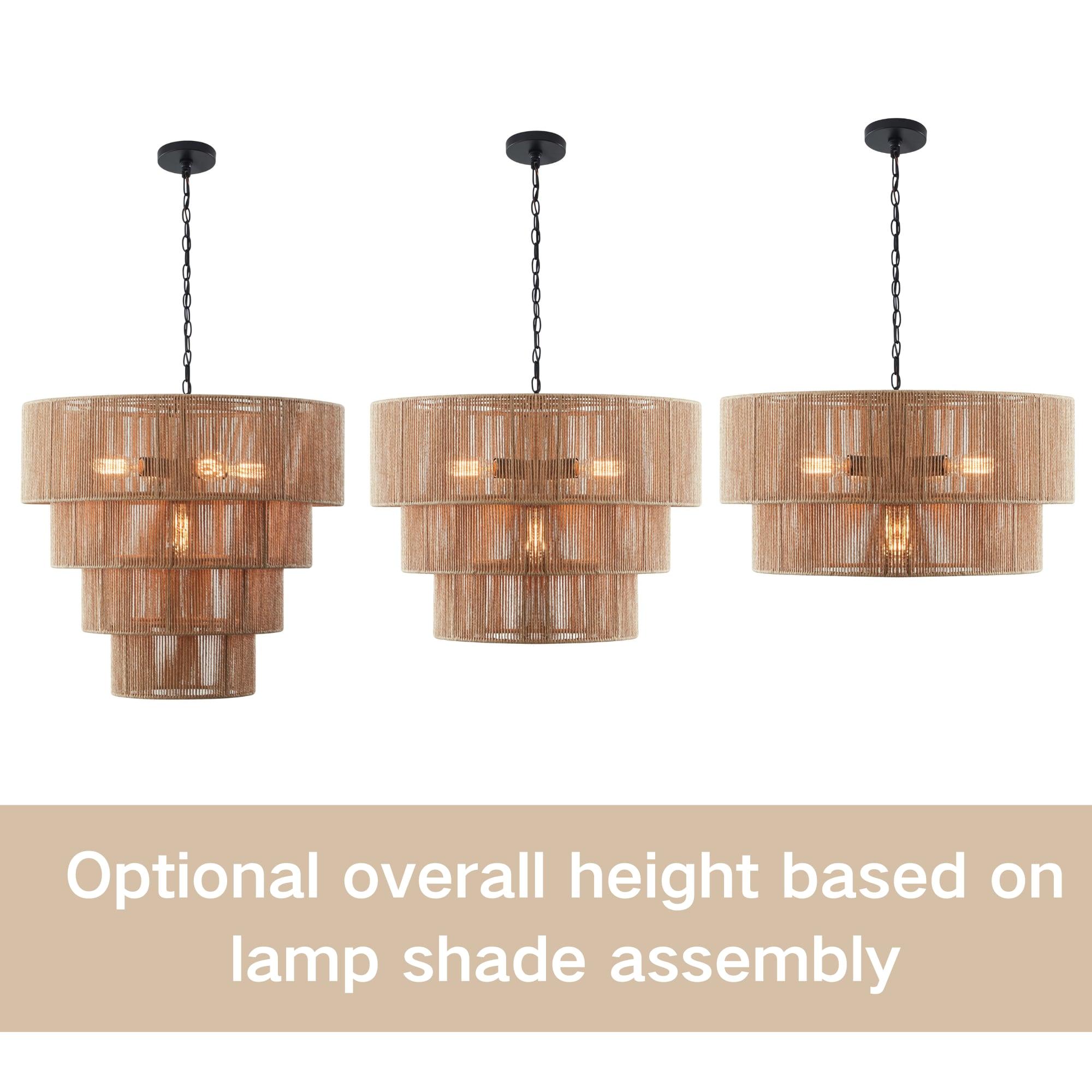 18 in. 5-Light Blackened Bronze Crystal Chandelier with Fabric Shade