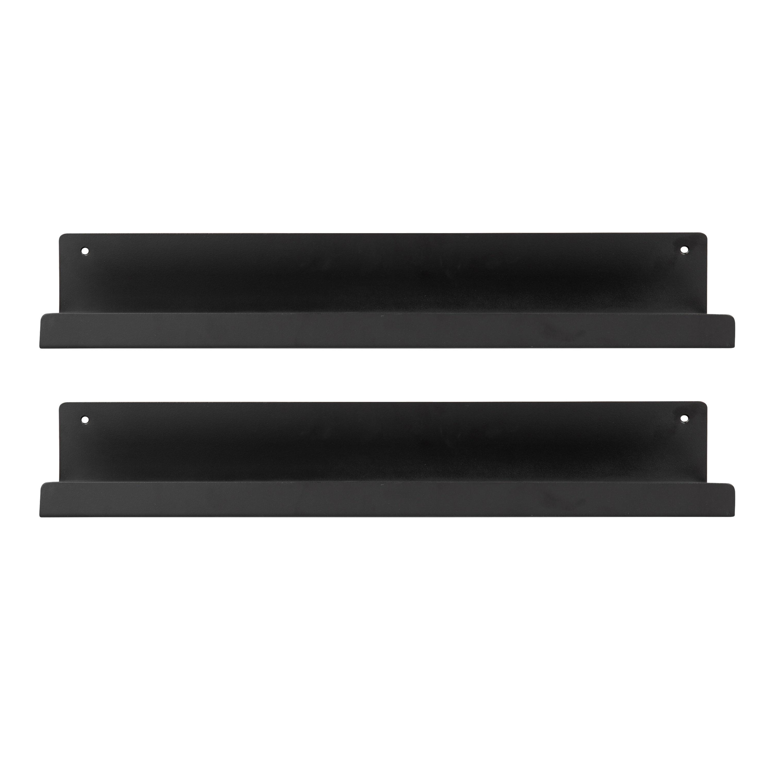 Kate and Laurel Mezzo Modern Metal Ledge Shelf Set, Black 2 Piece