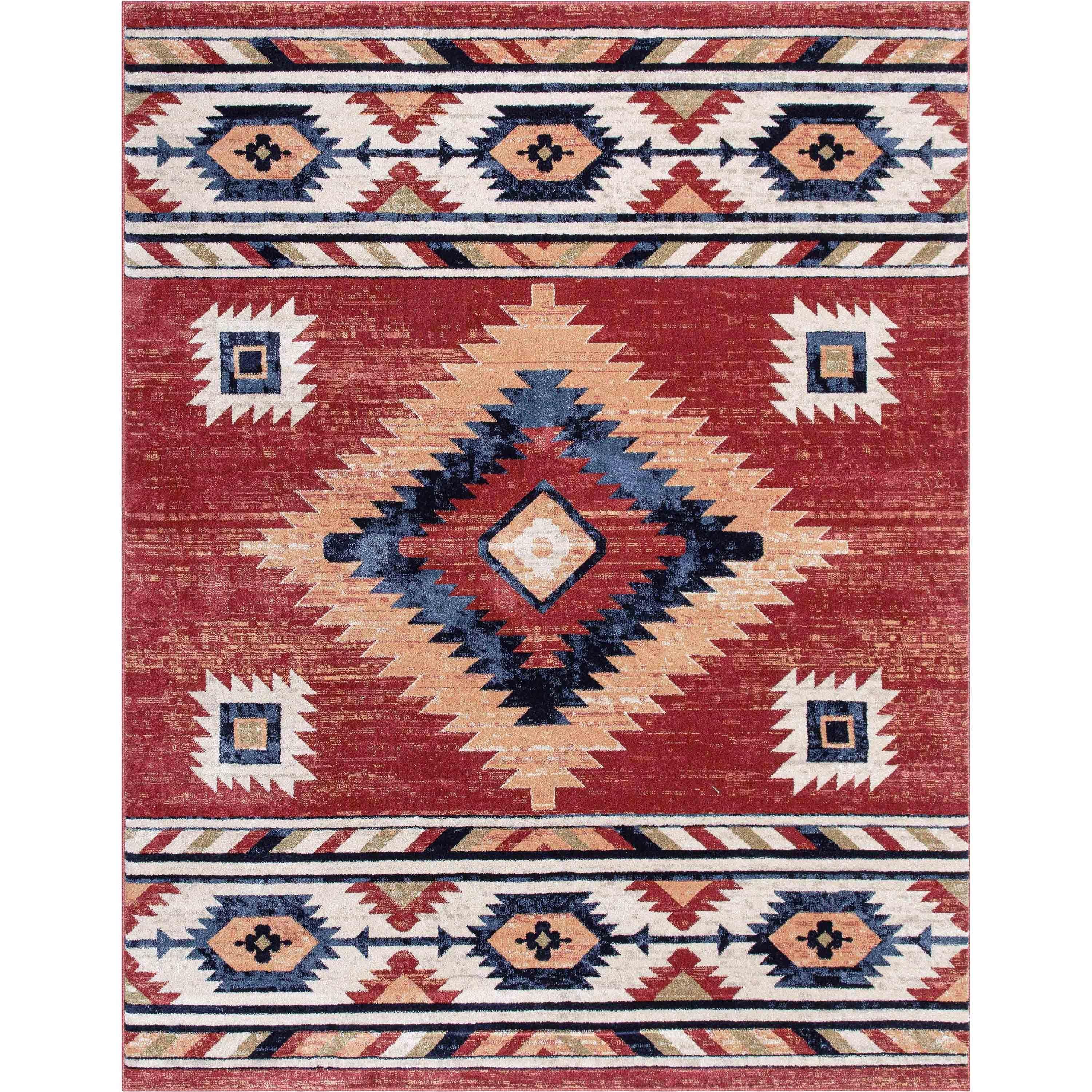 Well Woven Jamyn Lea Crimson Traditional Southwestern Tribal Red/Blue Rug