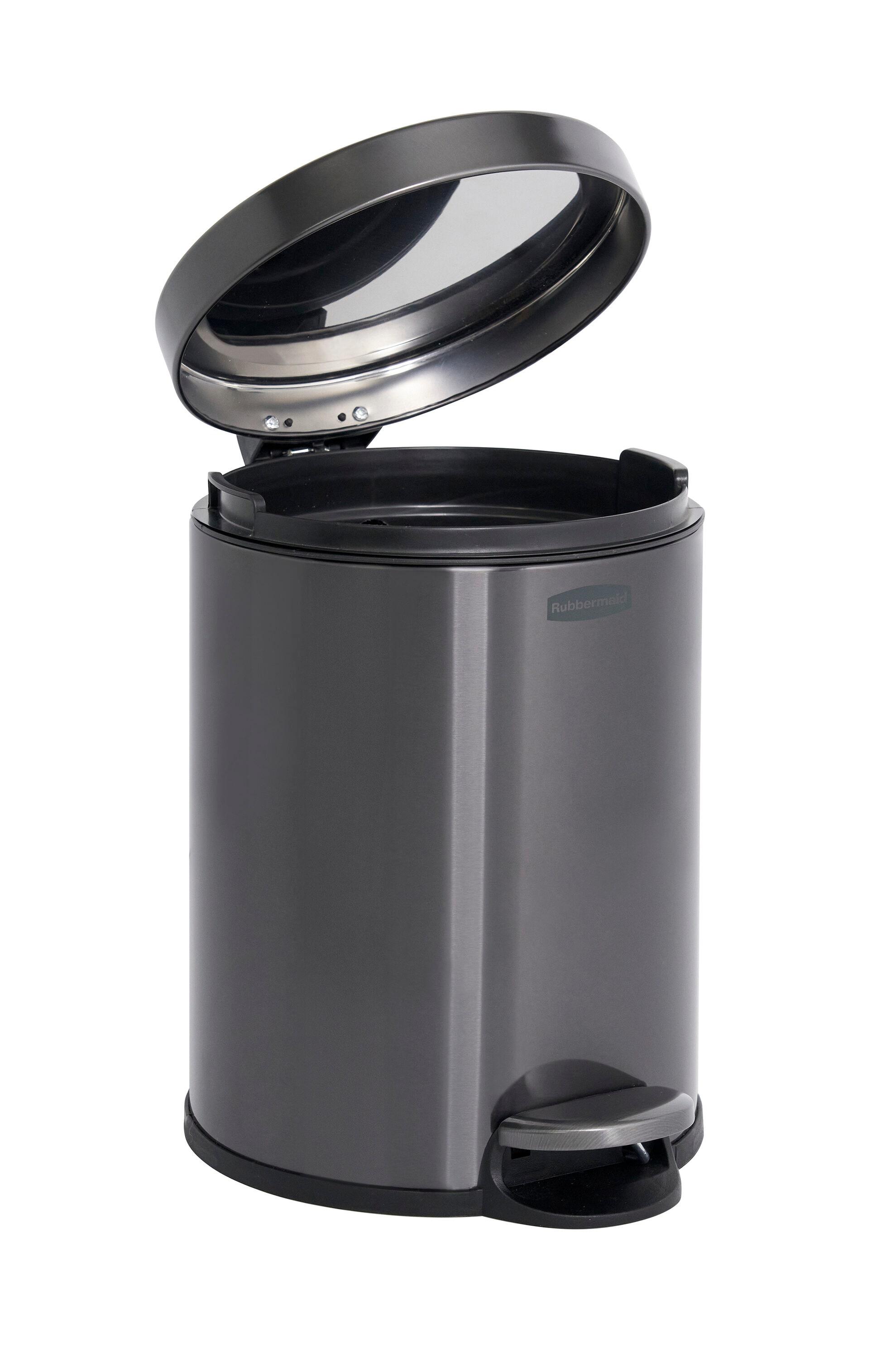 Rubbermaid 1.6 Gal. Stainless Steel Round Step-On Household Metal Trash Can