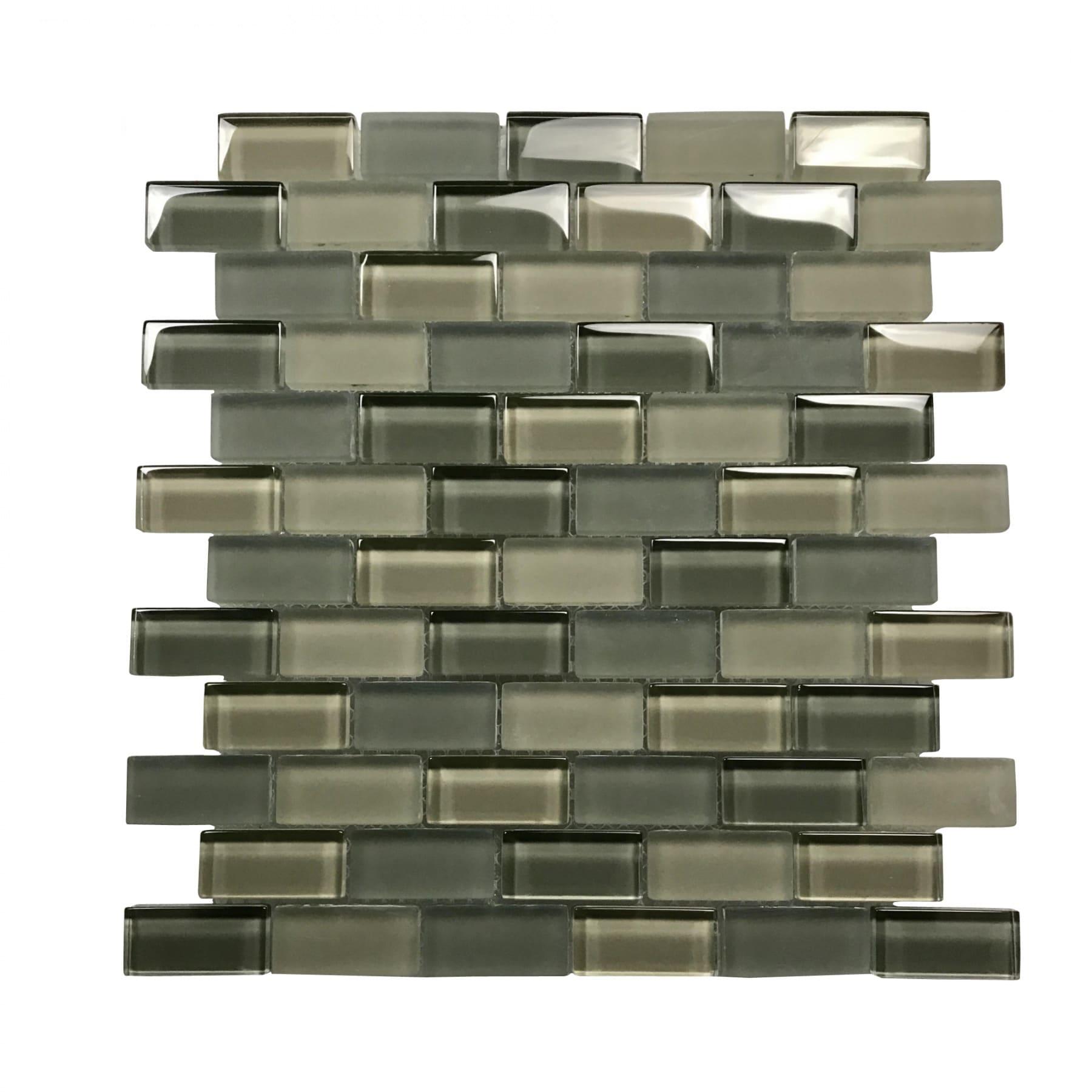 Free Flow 1 in. x 2 in. Glass Straight Edge Brick Mosaic Wall & Pool Tile