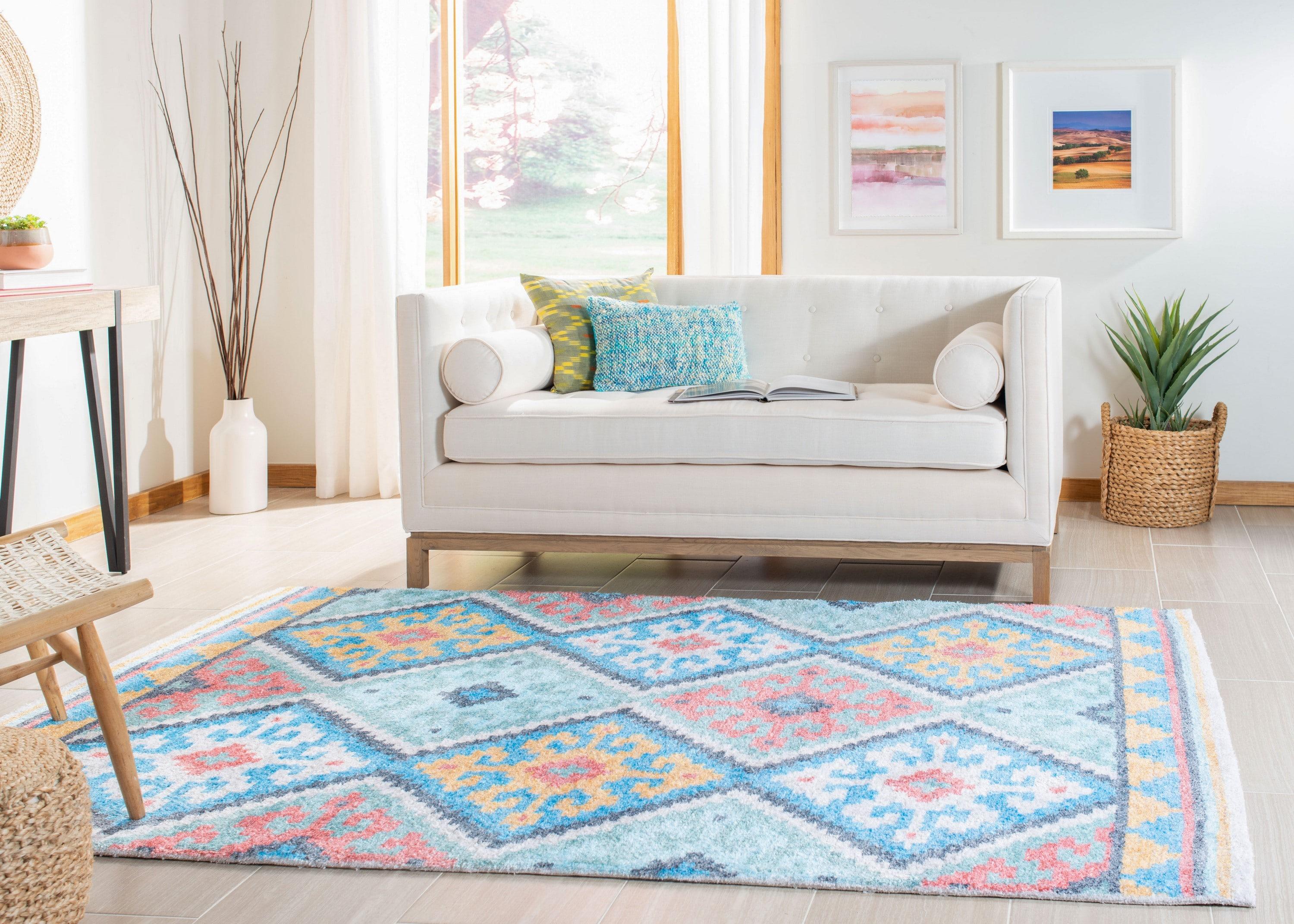Saffron SFN560 Hand Loomed Area Rug - Blue/Aqua - 3'x5' - Safavieh.