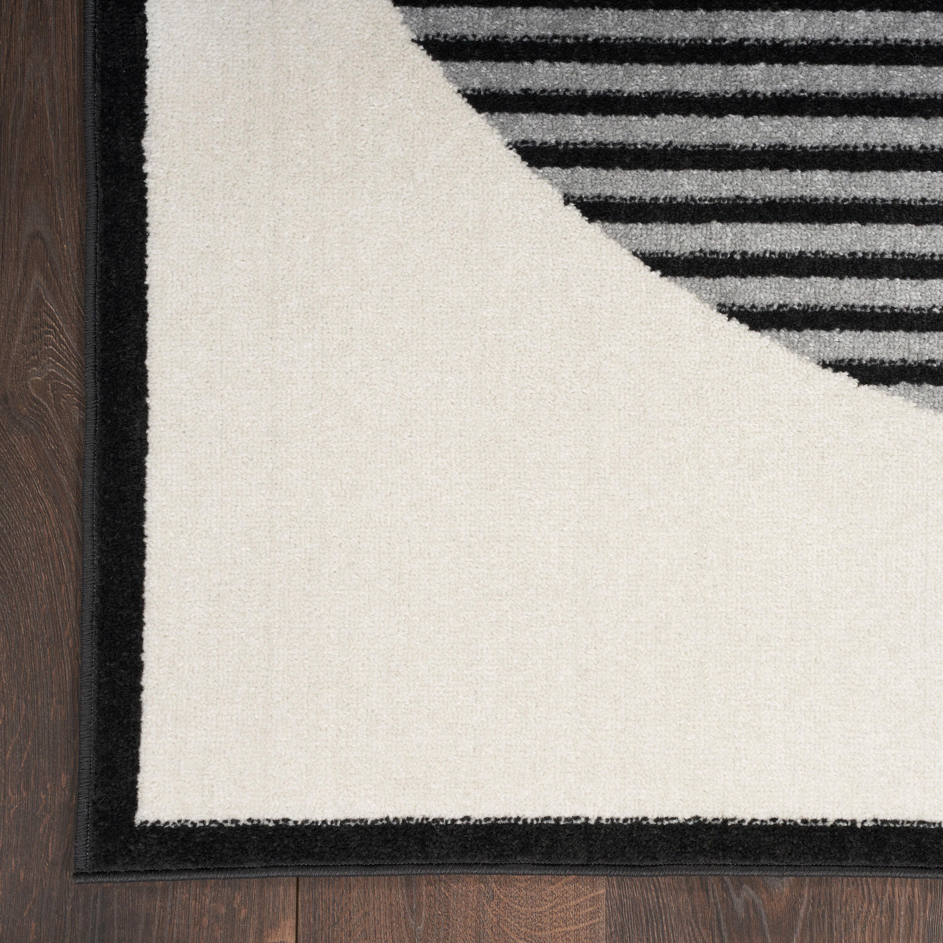 Nourison Modern Passion Circle Mid-Century Modern Indoor Rug Ivory/Black 2' x 3'