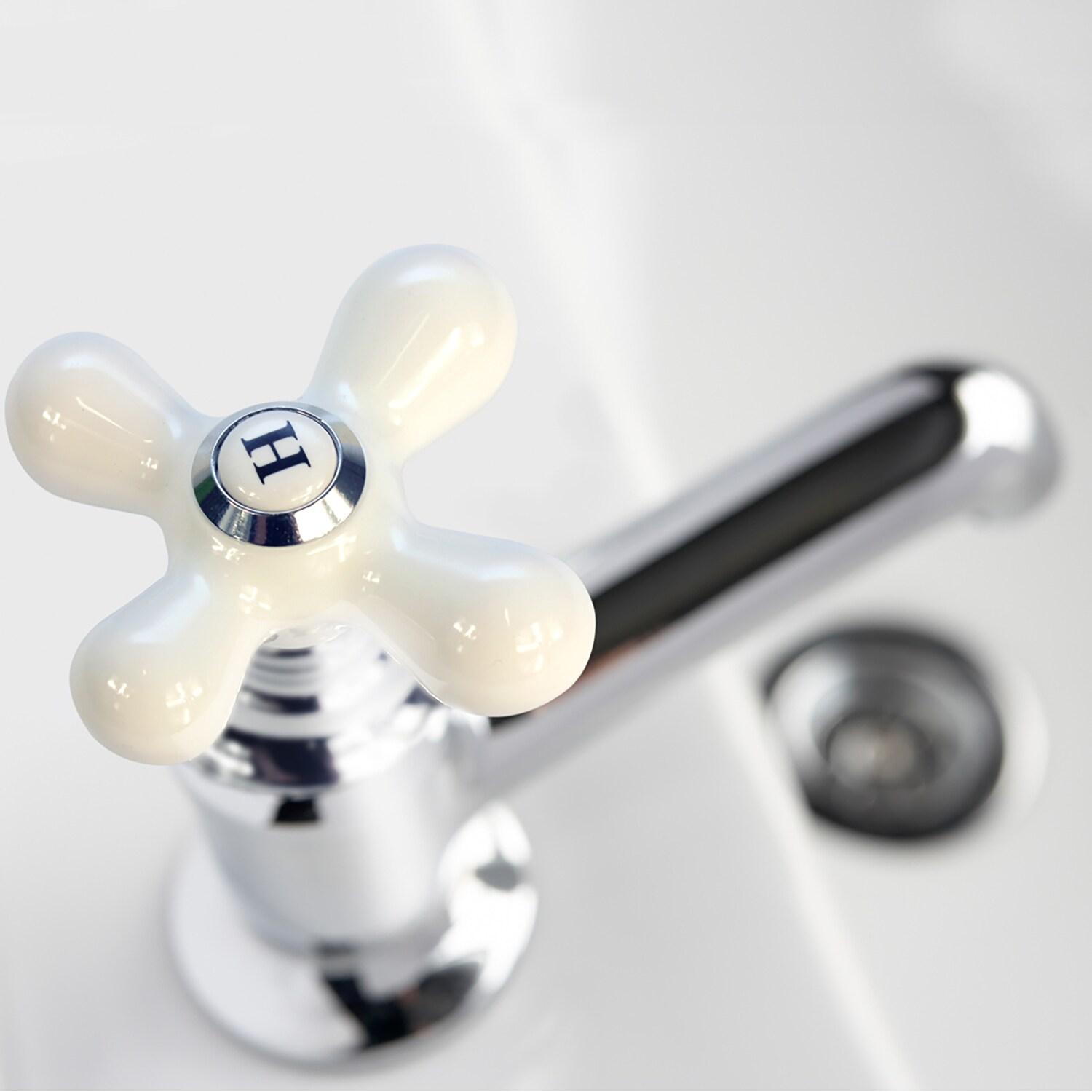 Danco Cross-Arm Faucet Handle | Sink & Bathtub Handle | White Porcelain/Chrome (46004)