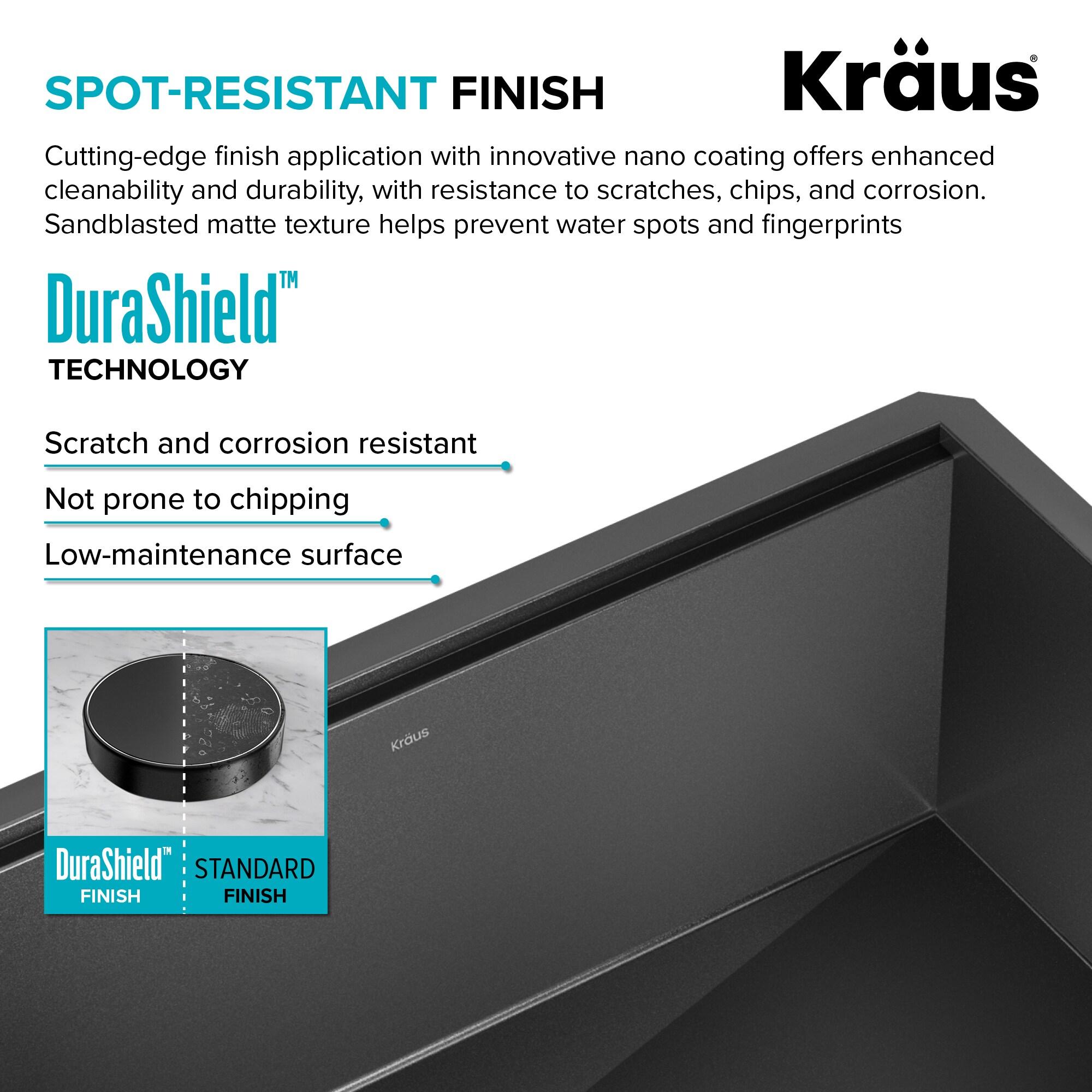 Kraus Kore Workstation 32 Undermount 16 Gauge Stainless Steel Single Bowl Kitchen Sink in PVD Gunmetal Finish with Accessories