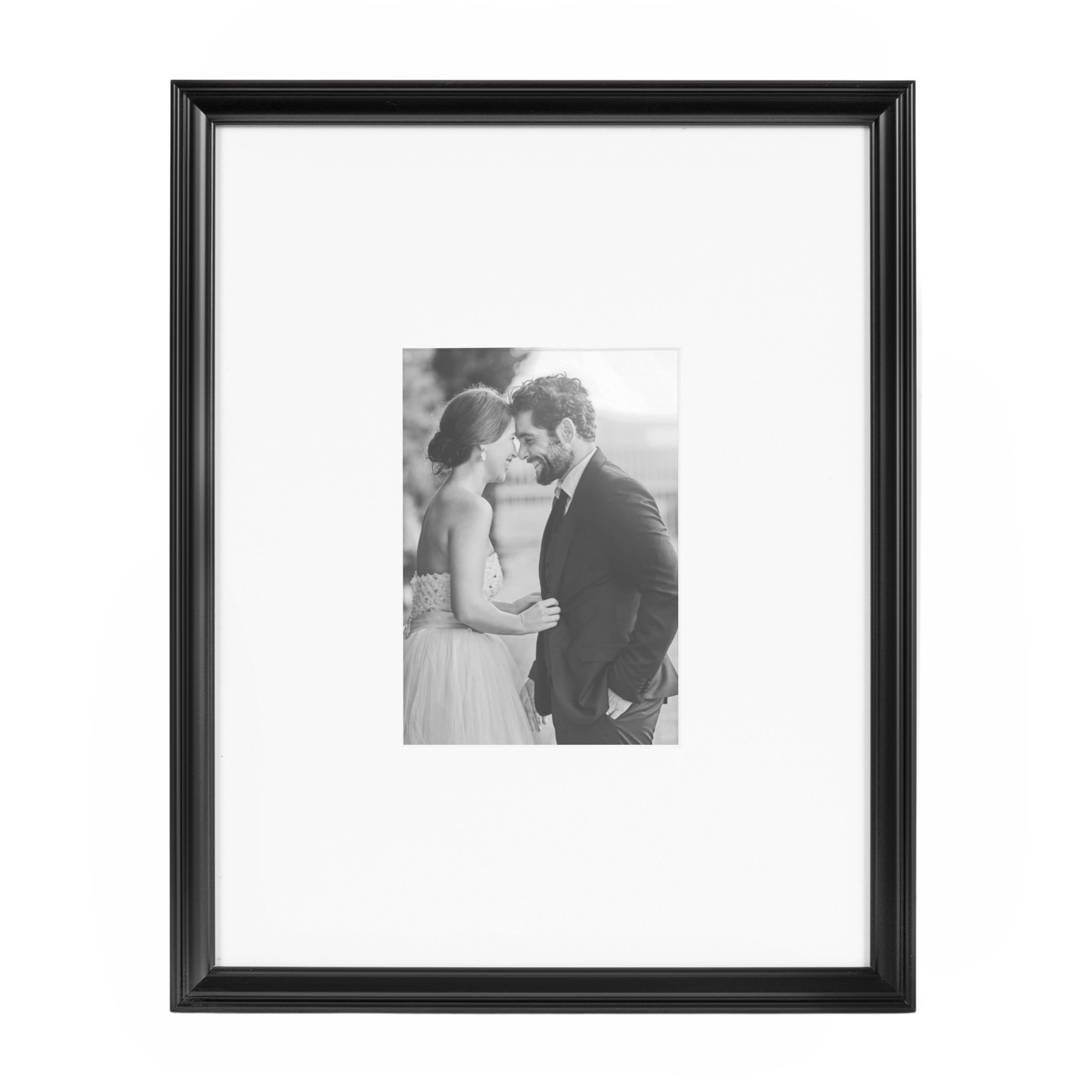 Kate & Laurel All Things Decor (Set of 3) 11"x14" Matted to 5"x7" Adlynn Rectangle Picture Frames Black: Wall Mount, Plastic