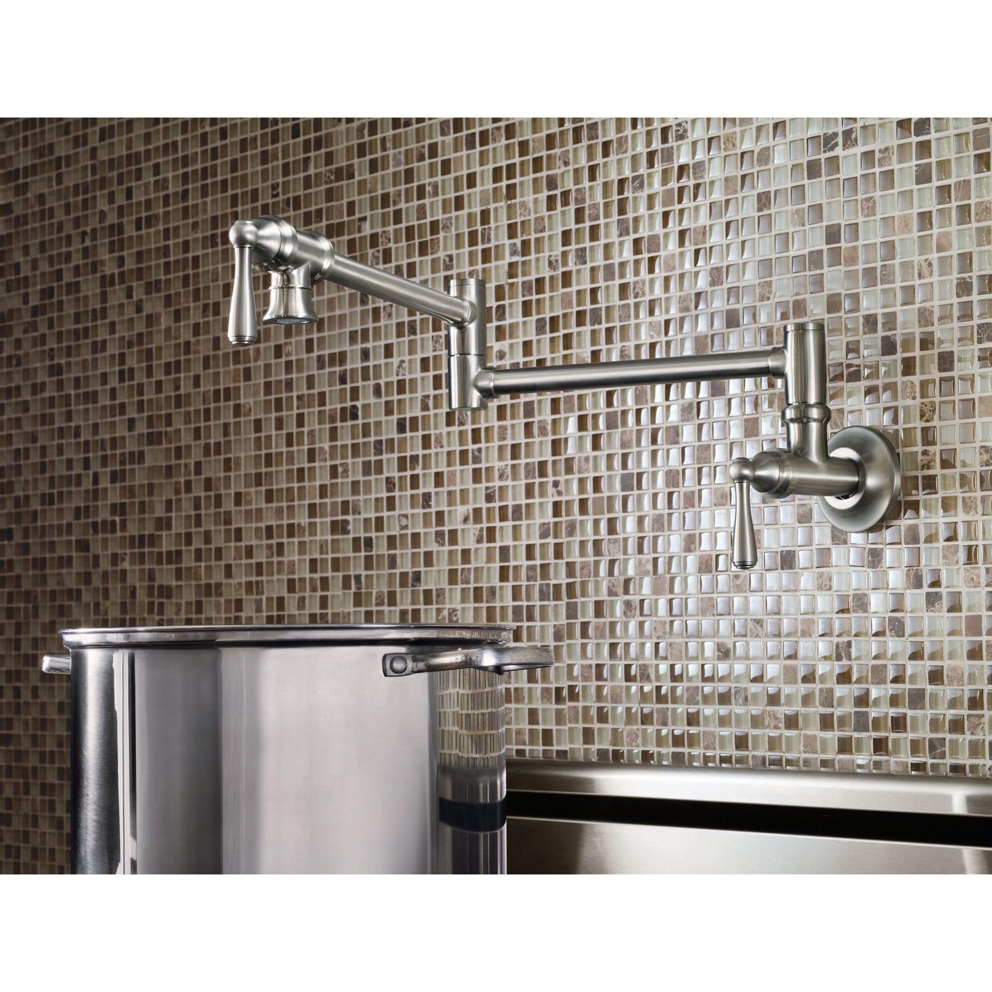 Moen Traditional Wall Mount Swing Arm Folding Pot Filler Kitchen Faucet