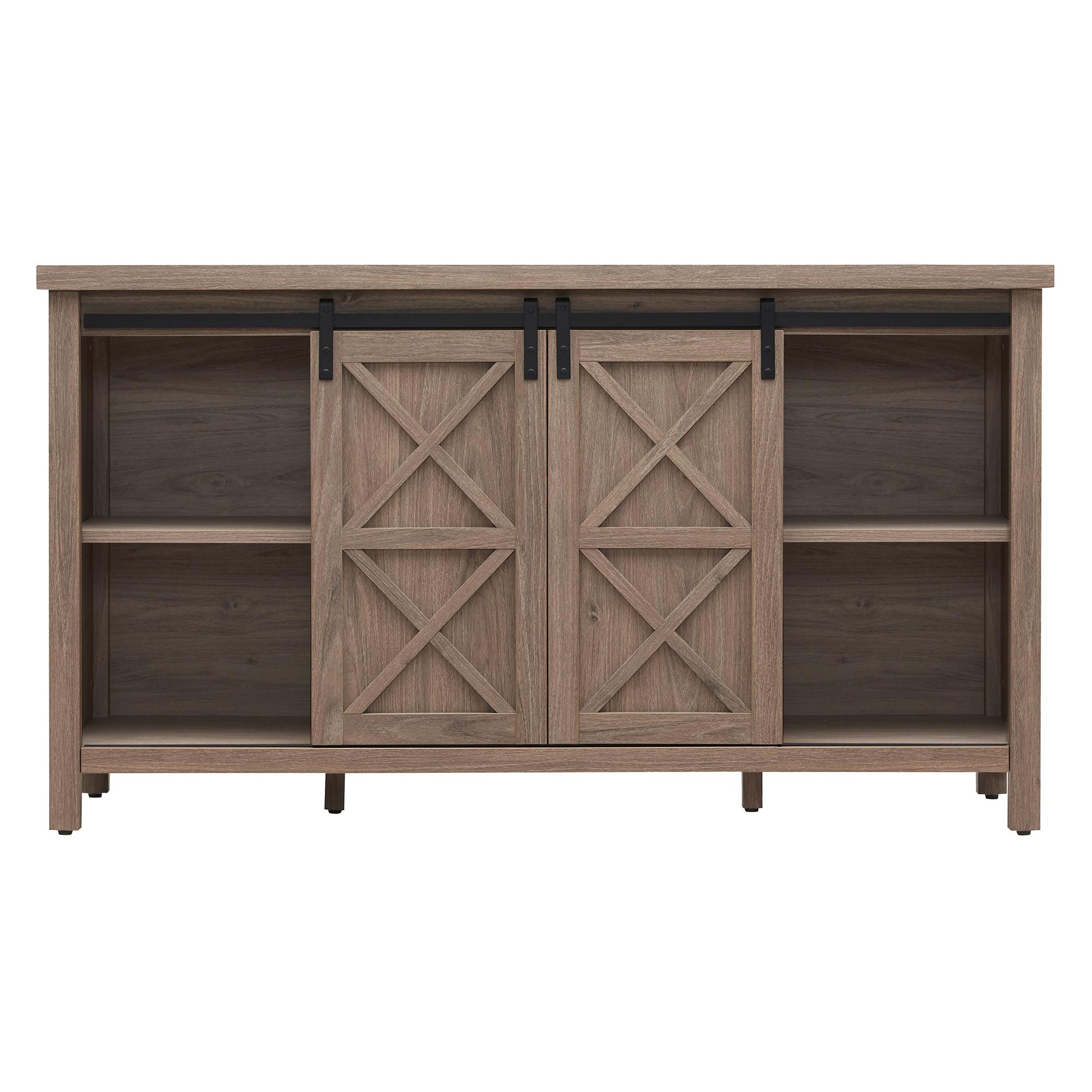 Evelyn&Zoe Elmwood Rectangular TV Stand for TV's up to 65", Antiqued Gray Oak