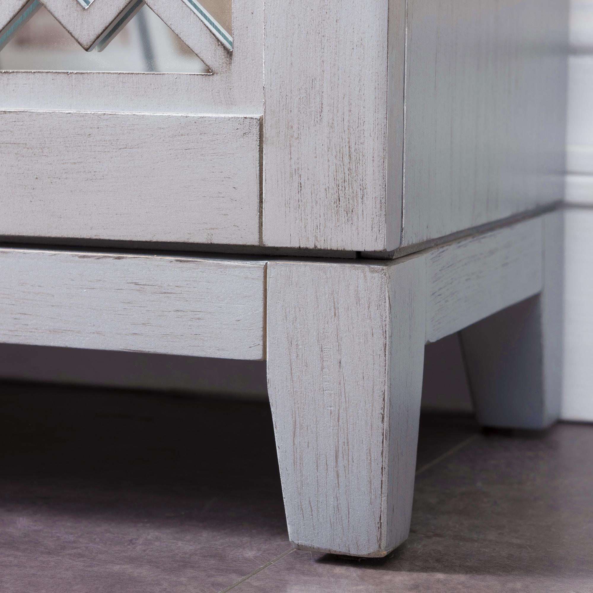 Leick Diamond Mirrored Wood Console Table in Silver Leaf