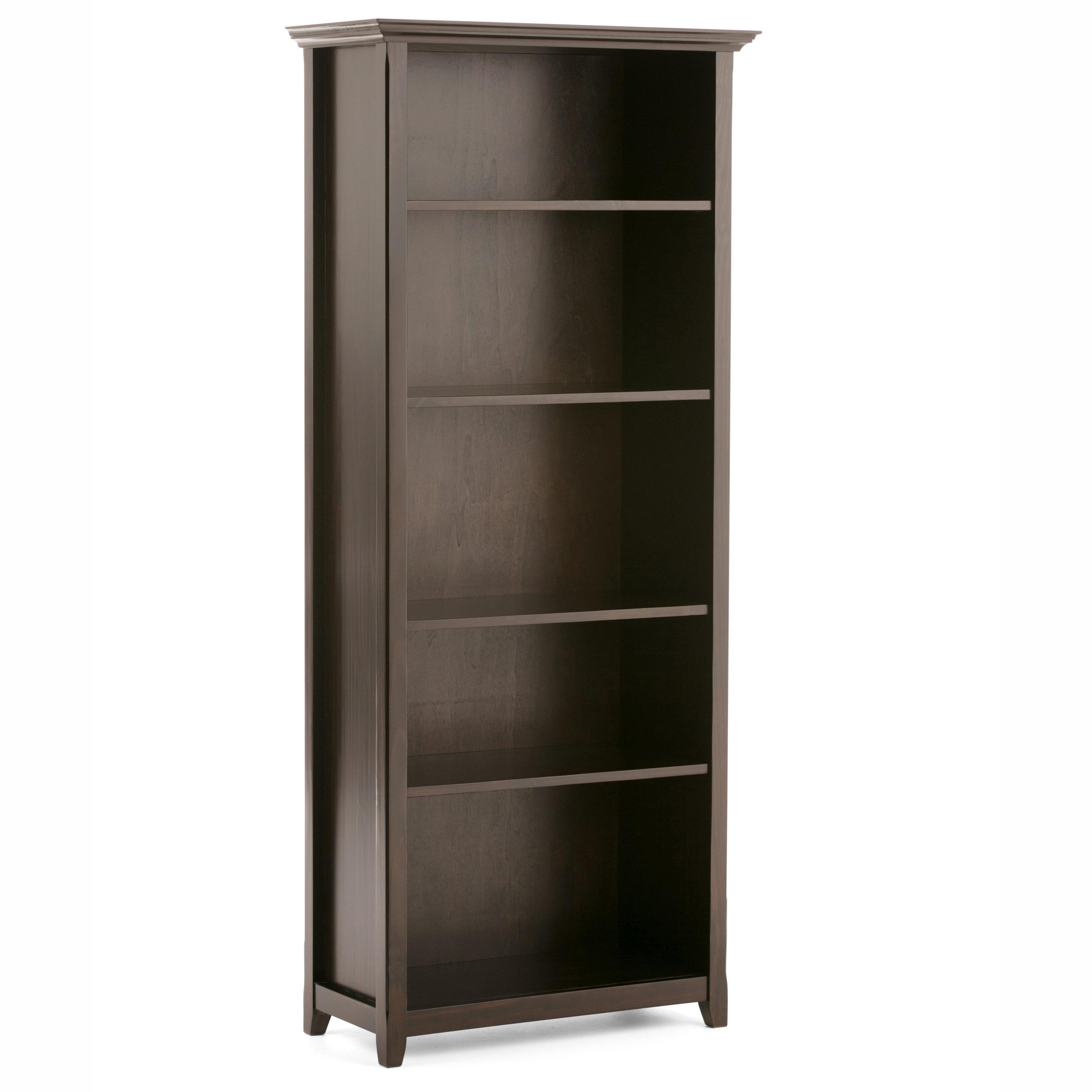 Simpli Home Amherst 30"W Solid Wood 5 Shelf Bookcase with Adjustable Shelves