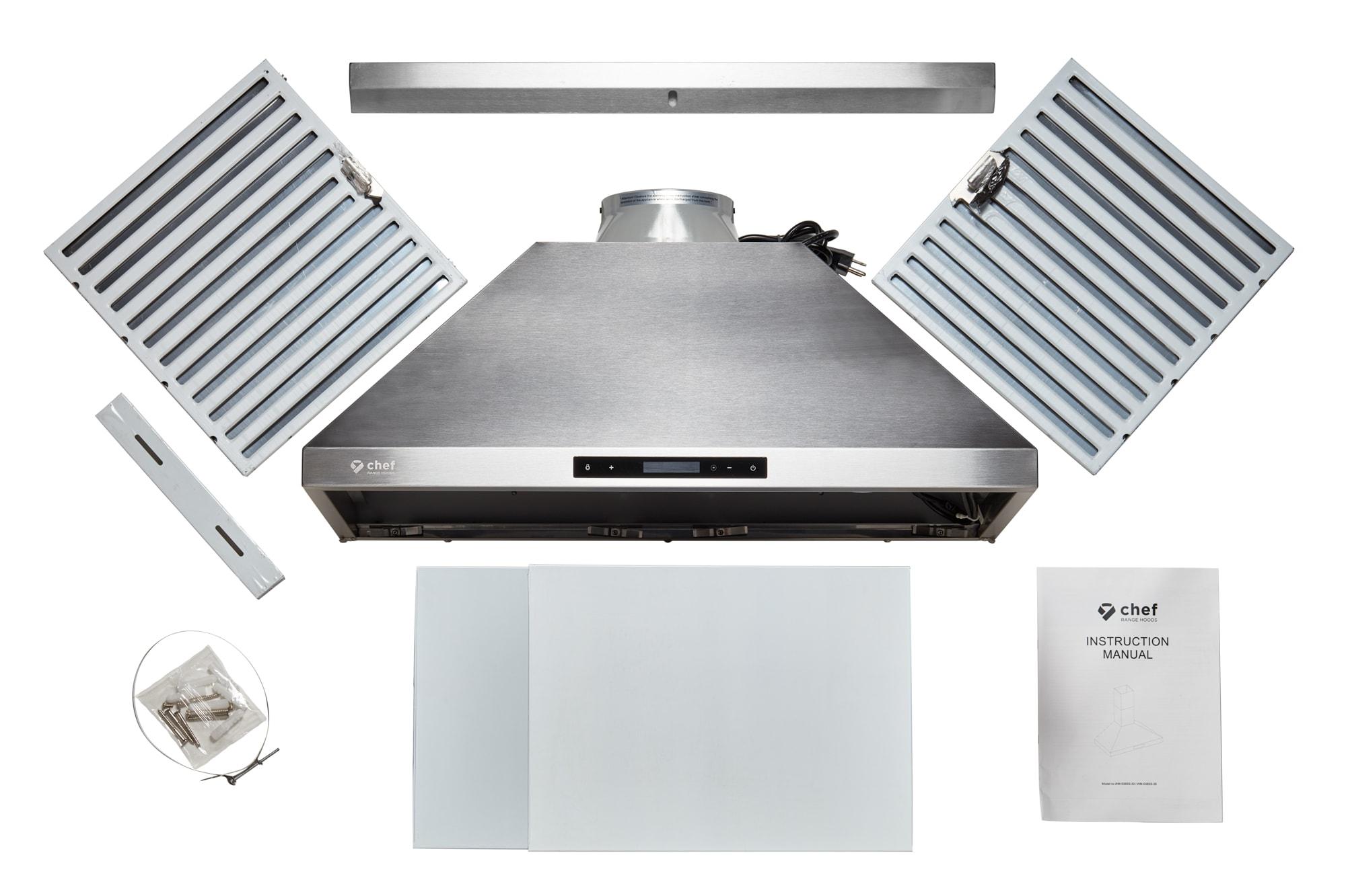 Hauslane 30" Stainless Steel 450 CFM Convertible Wall Range Hood with Baffle Filter