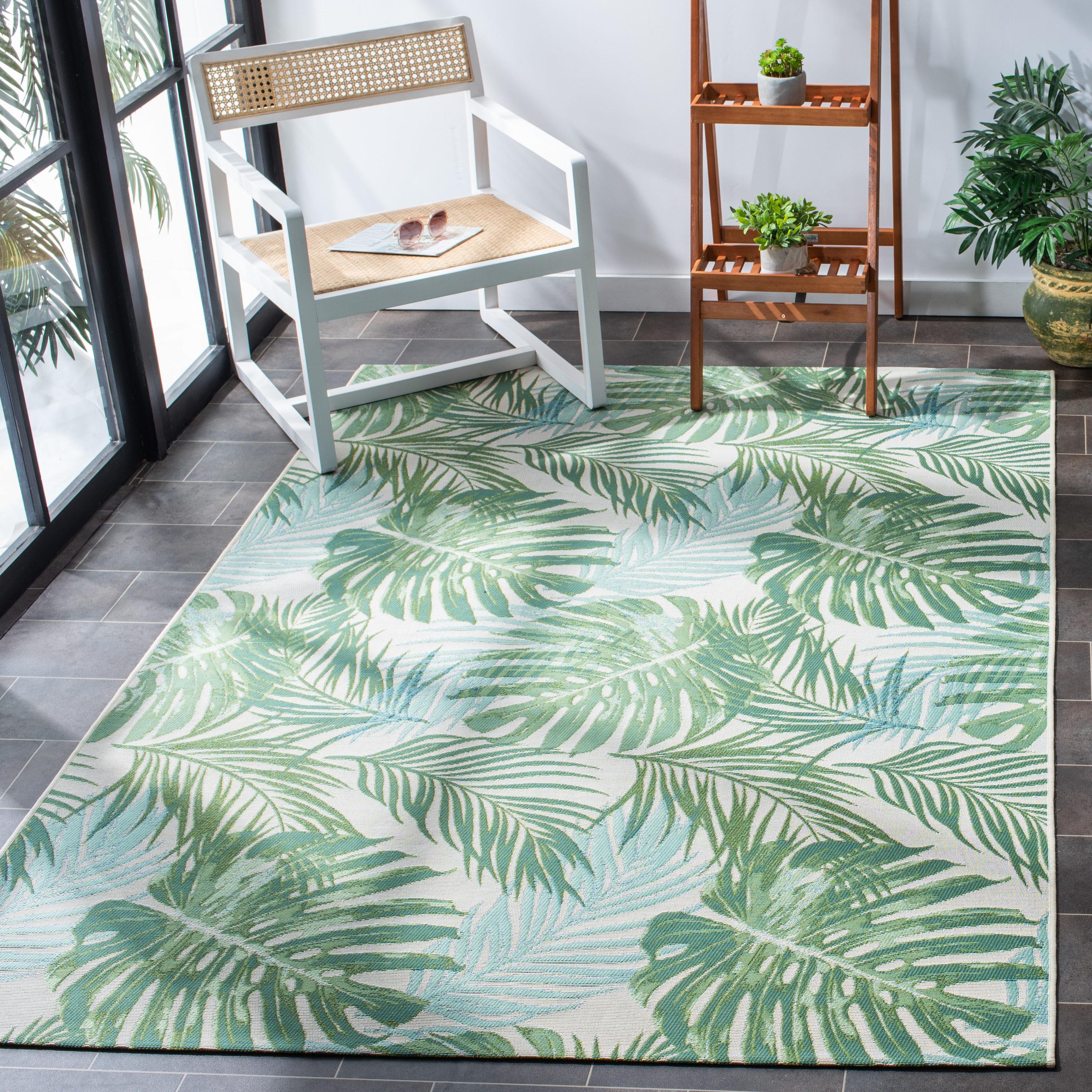 Barbados BAR592 Power Loomed Indoor/Outdoor Area Rug - Green/Teal - 6'6"x9'4" - Safavieh.