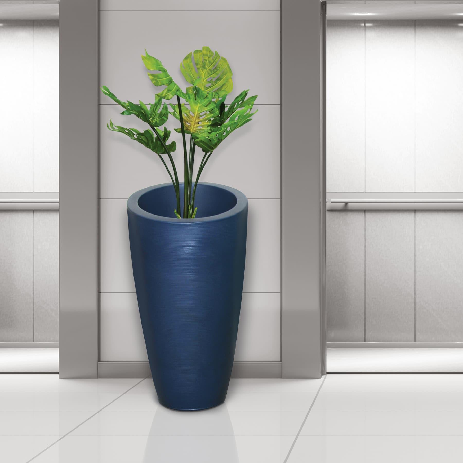 Neptune Blue Tall Polyethylene Outdoor Planter