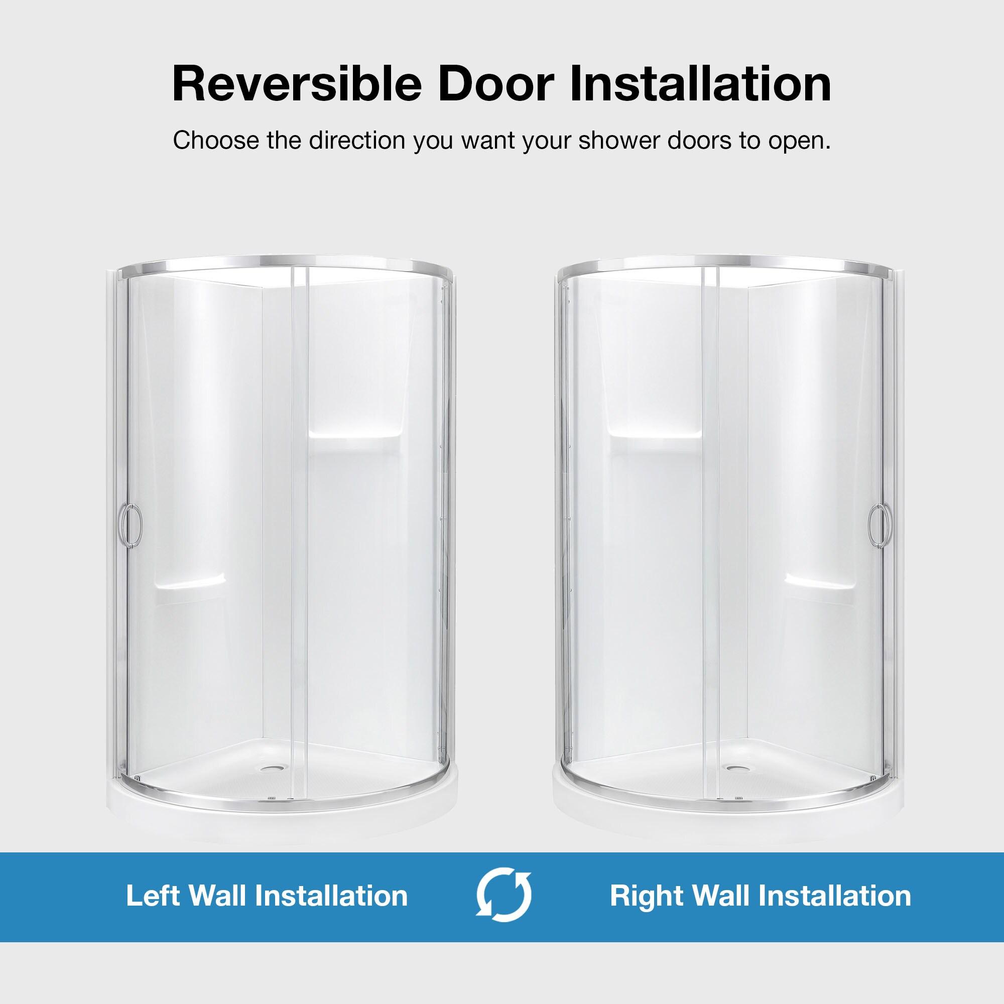 OVE Decors Breeze 33 in. Framed Round Shower Kit w/ Clear Glass, Base, Wall