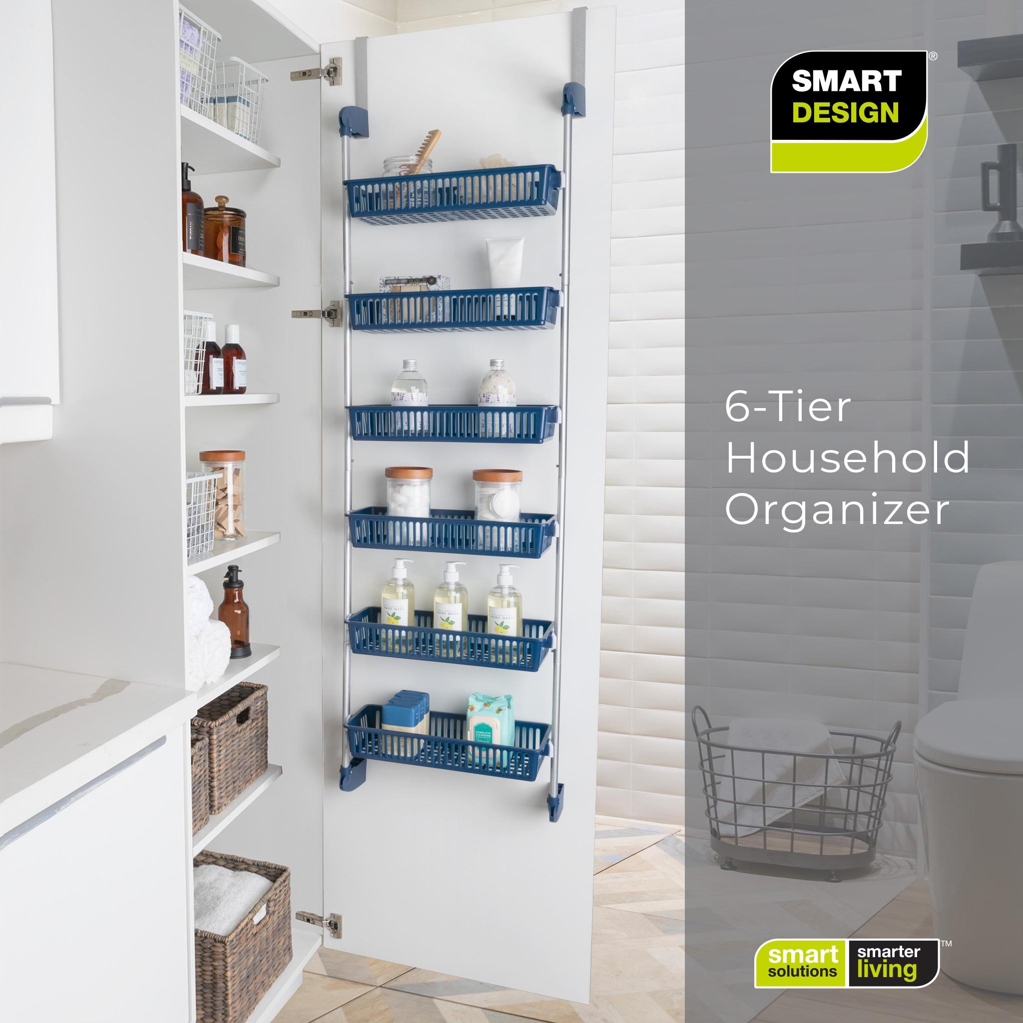 Smart Design 6-Tier Over the Door Pantry Organizer Blue