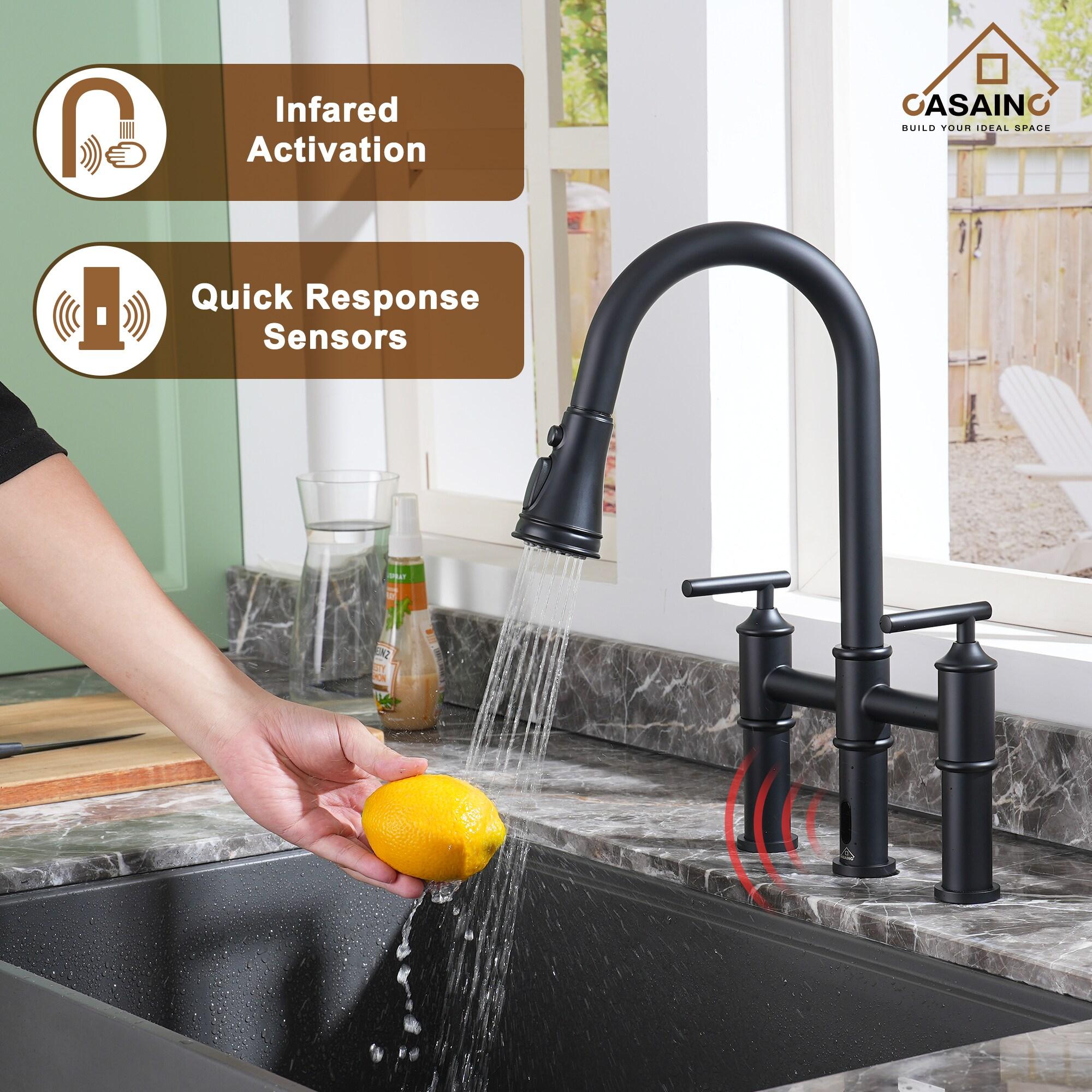 CASAINC 1.8 GPM Single-Handle Spring Pull-Down Kitchen Faucet Single Hole Faucet