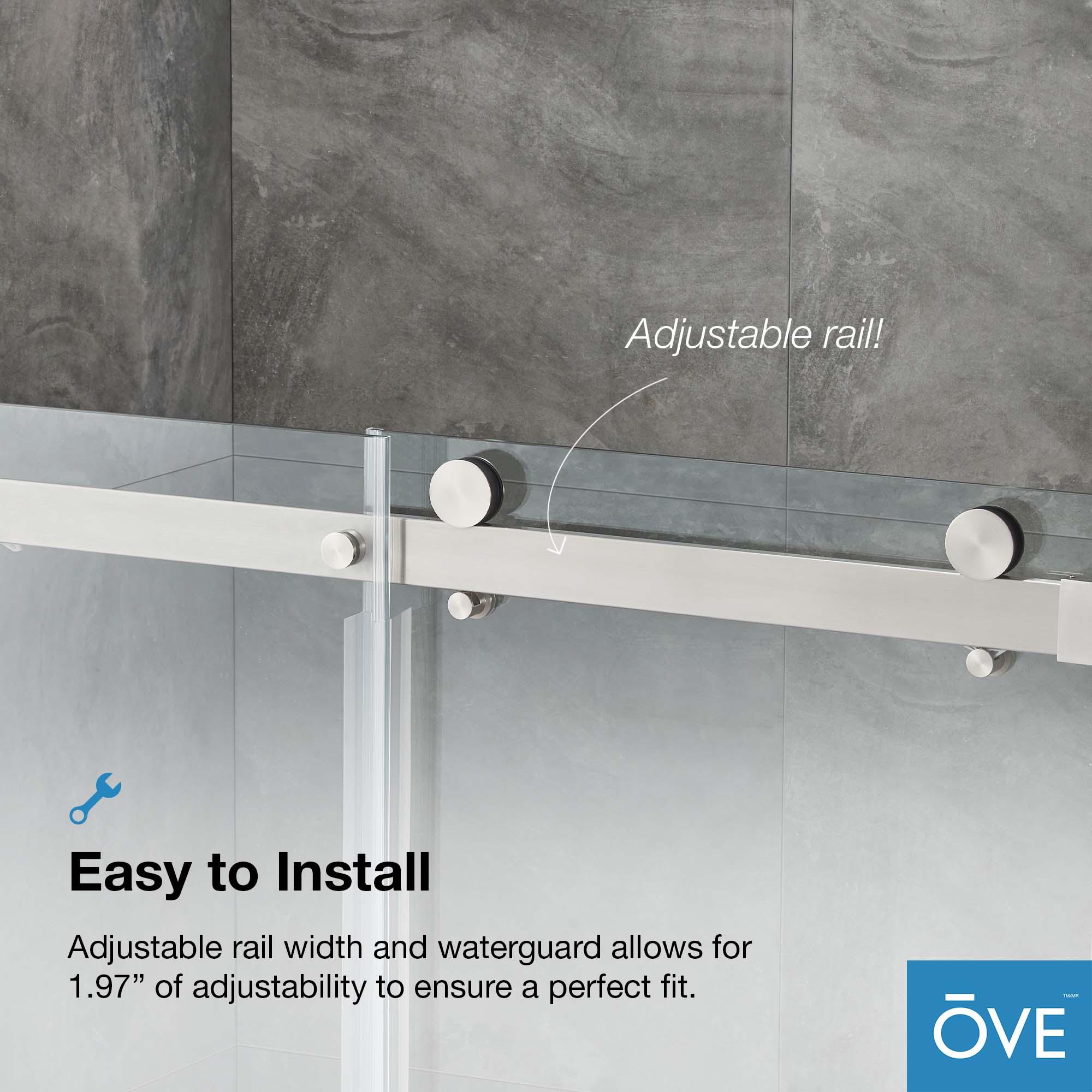 OVE Decors Bel Soft Close Satin nickel 72-in W x 78.75-in H Frameless Clear Glass Sliding Soft Close Shower door