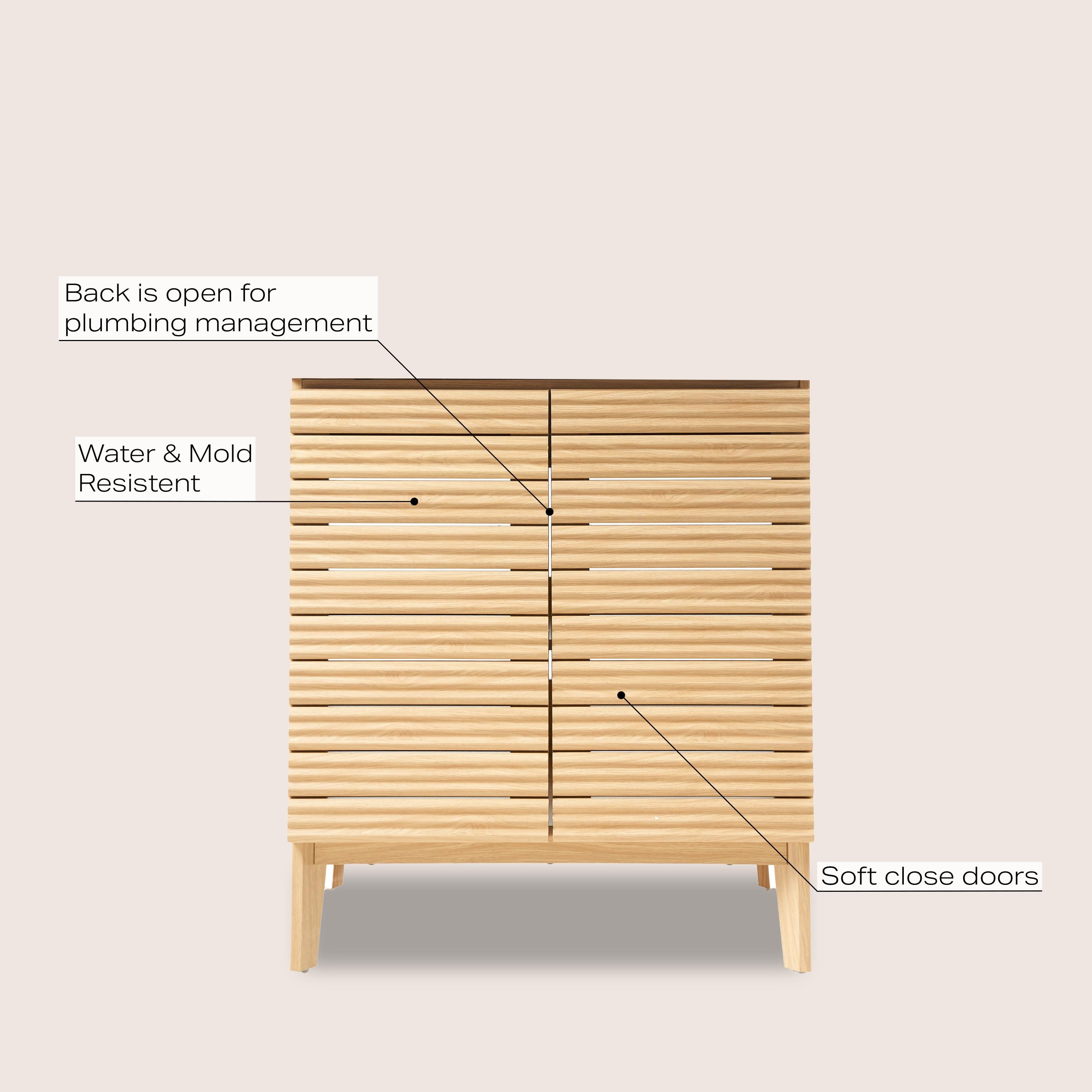 Calandre 30" Slat Modern Farmhouse 2-Shelf Bath Vanity Cabinet Only (Sink Basin not Included)