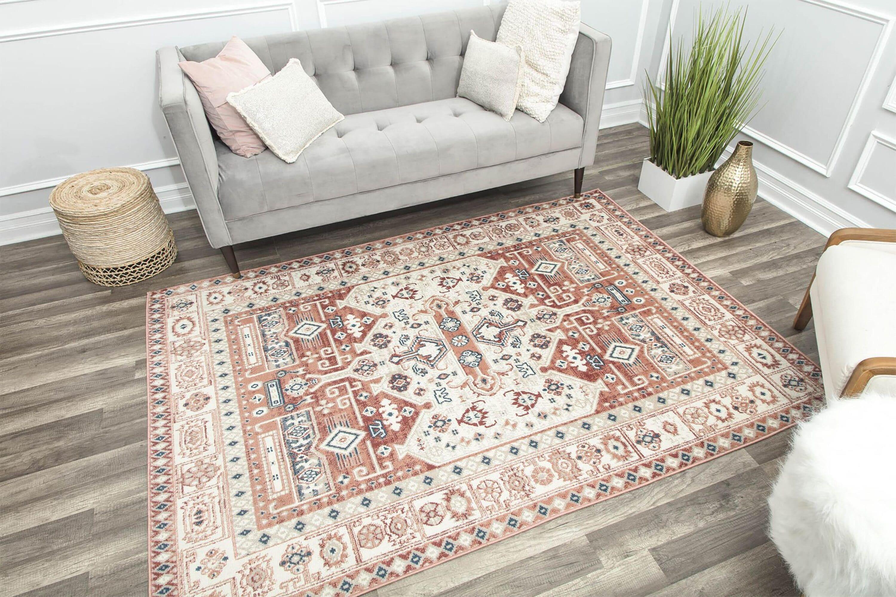 Rugs America Gallagher GL60A Sangria Koti Vintage Transitional Orange Area Rug for Dining Room Rug Neutral Rug Living Room Rug Kitchen, 2'6"x4'
