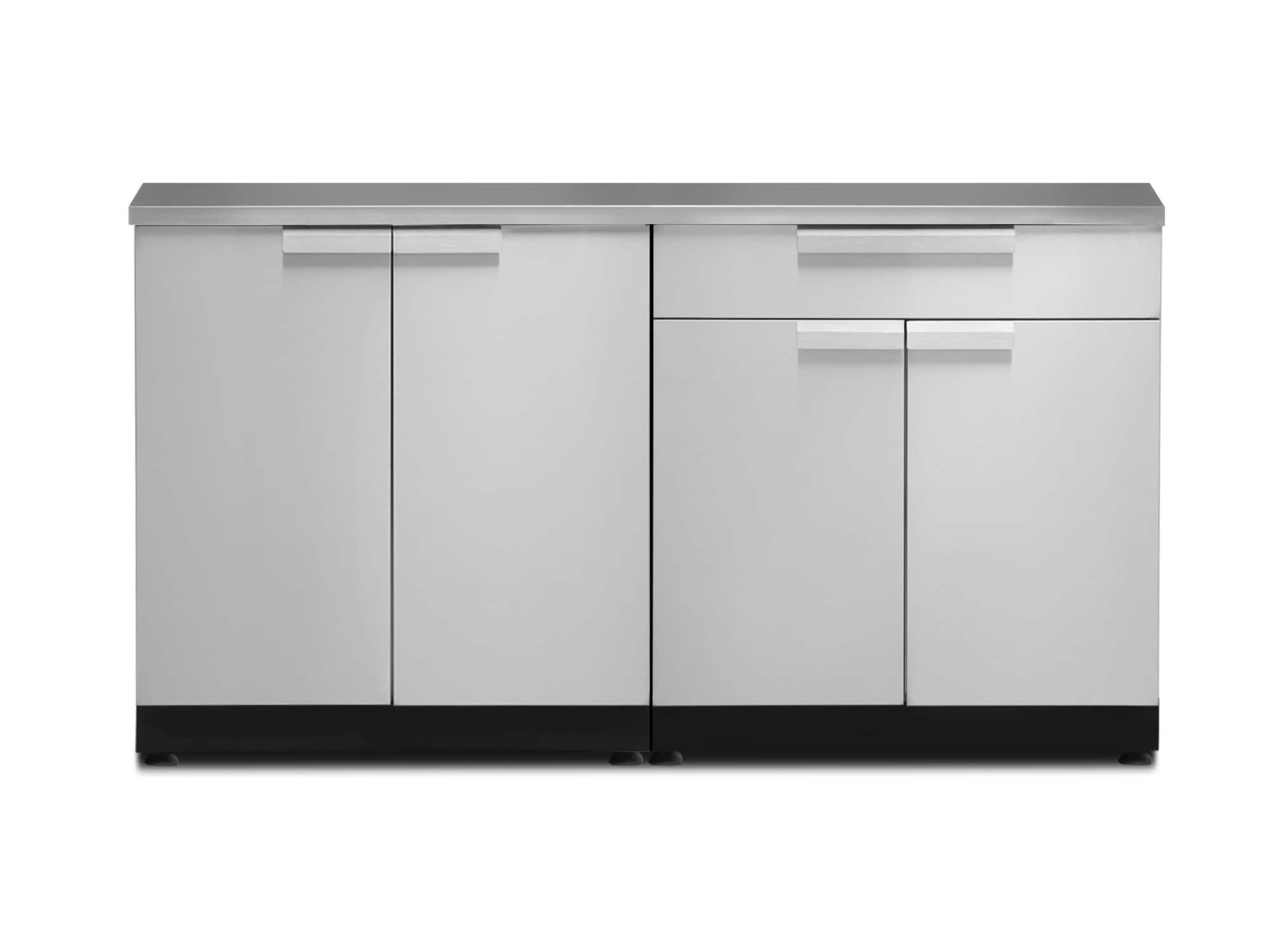 Outdoor Kitchen Stainless Steel 64" W x 24" D x 36.5" H 2-Piece Modular Cabinet Set