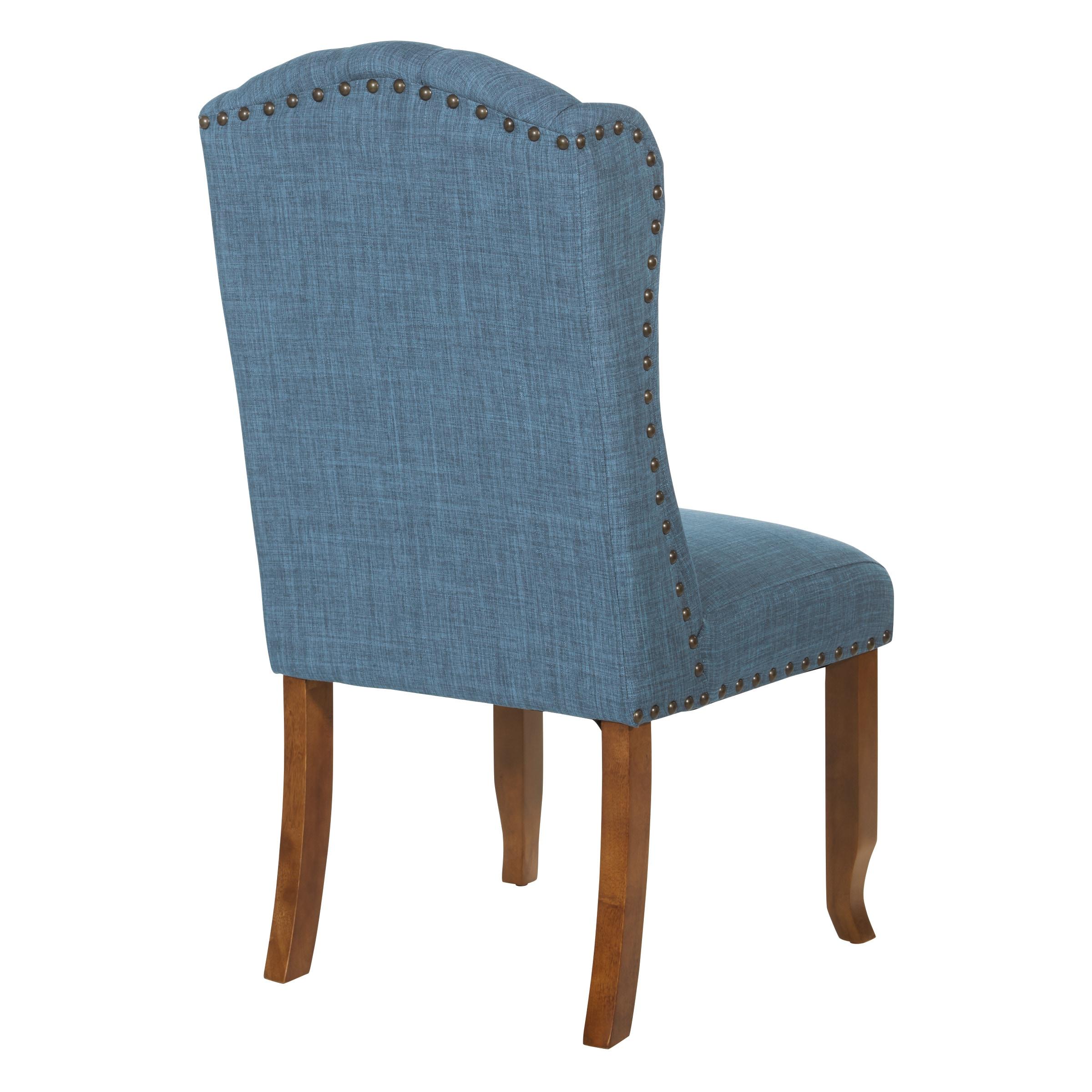 Jessica Tufted Wingback Dining Chair Navy - OSP Home Furnishings: Polyester Upholstery, Nailhead Trim, Solid Wood Legs