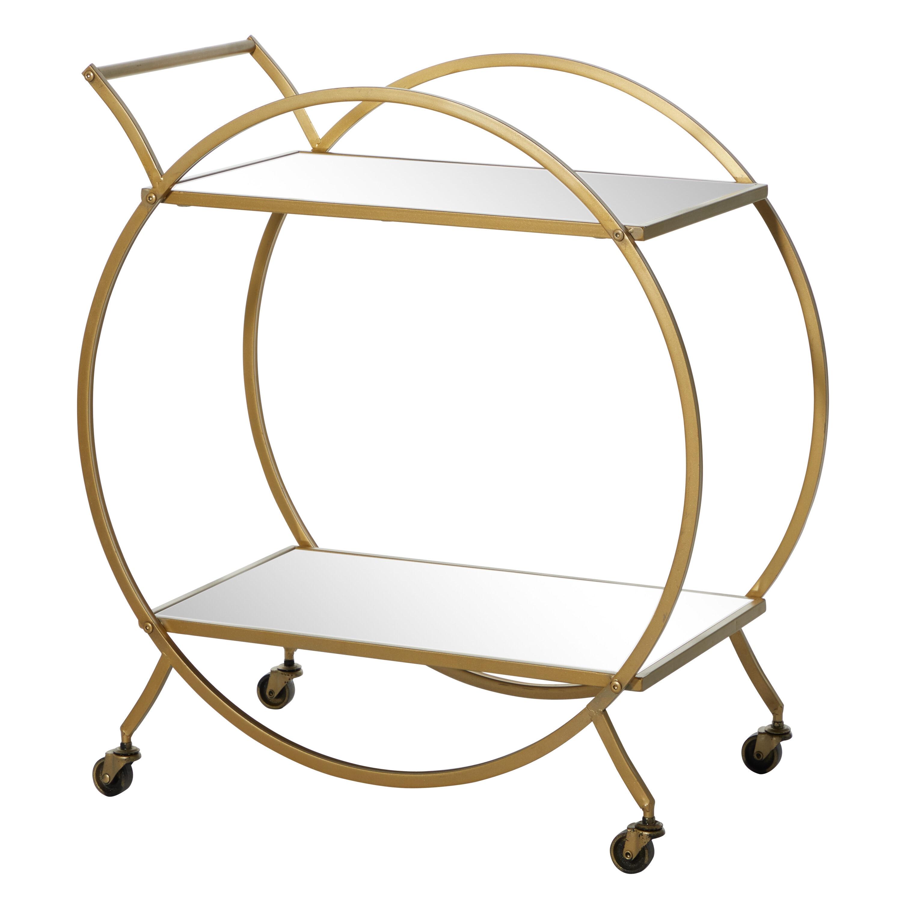 Contemporary Metal and Mirror Round Cart Gold - Olivia & May