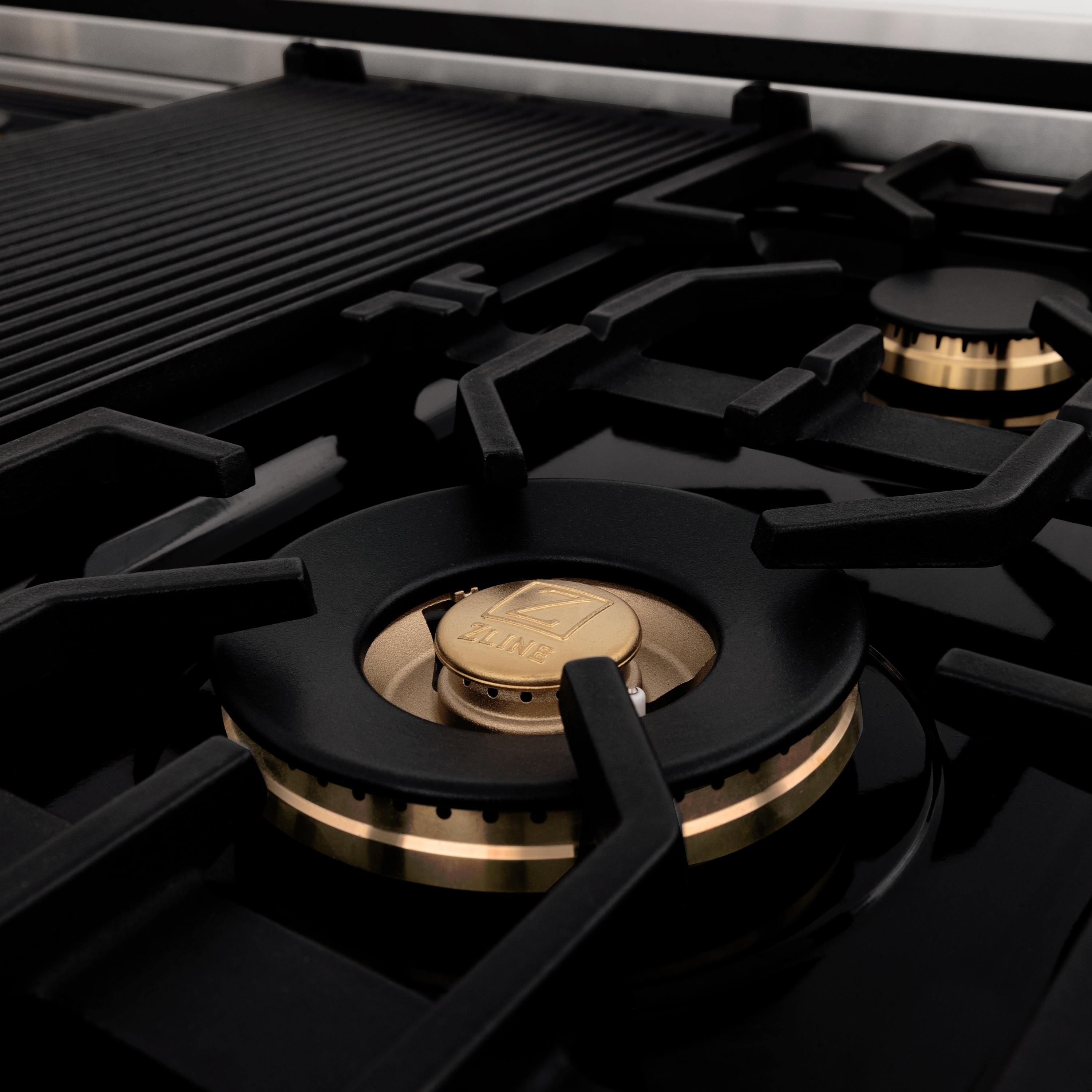 ZLINE 48 in. Autograph Edition Rangetop in Stainless Steel with Champagne Bronze Accents (RTZ-48-CB)