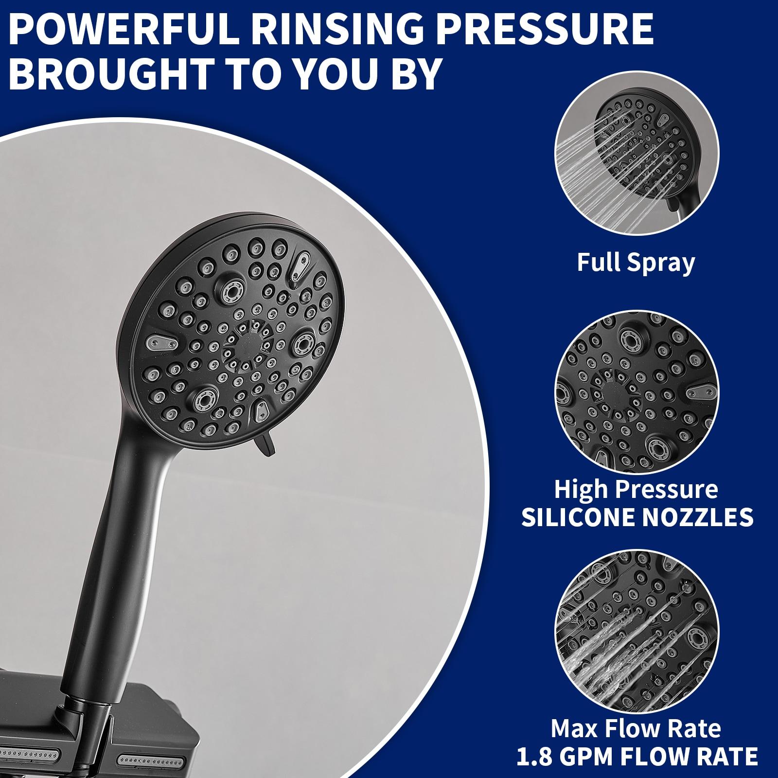 10-spray Wall Mount Dual Shower Head and Handheld Shower Head 1.8 GPM with Stainless Steel Hose