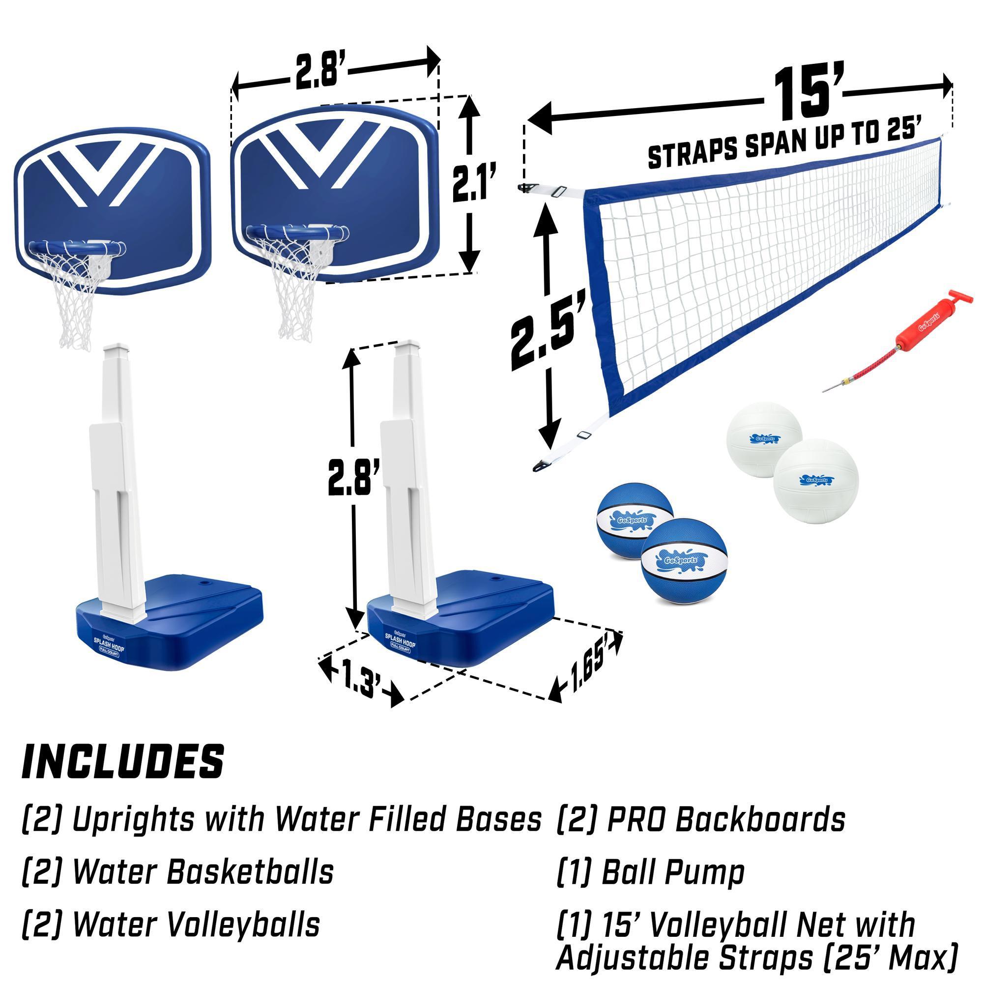 GoSports Gosports Splash Hoop 2-In1 Full Court Pool Basketball & Volleyball Game Set