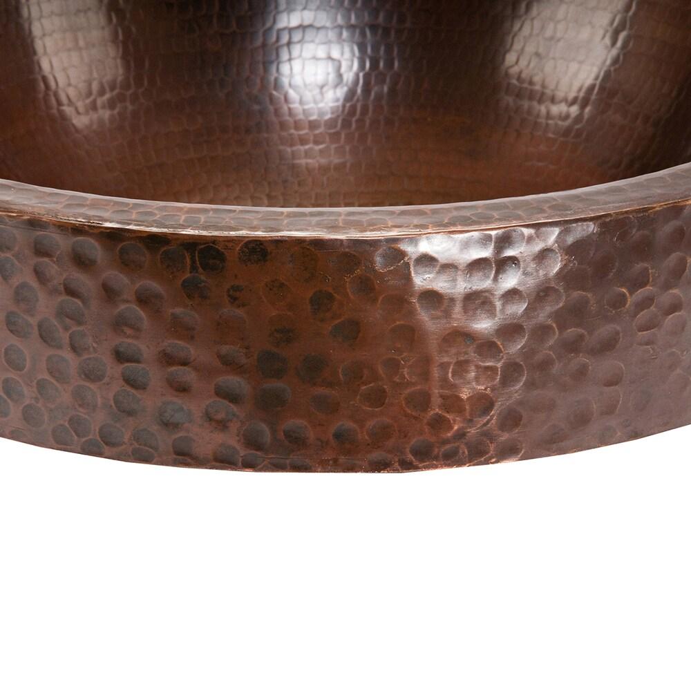 18" Oval Skirted Vessel Hammered Copper Sink