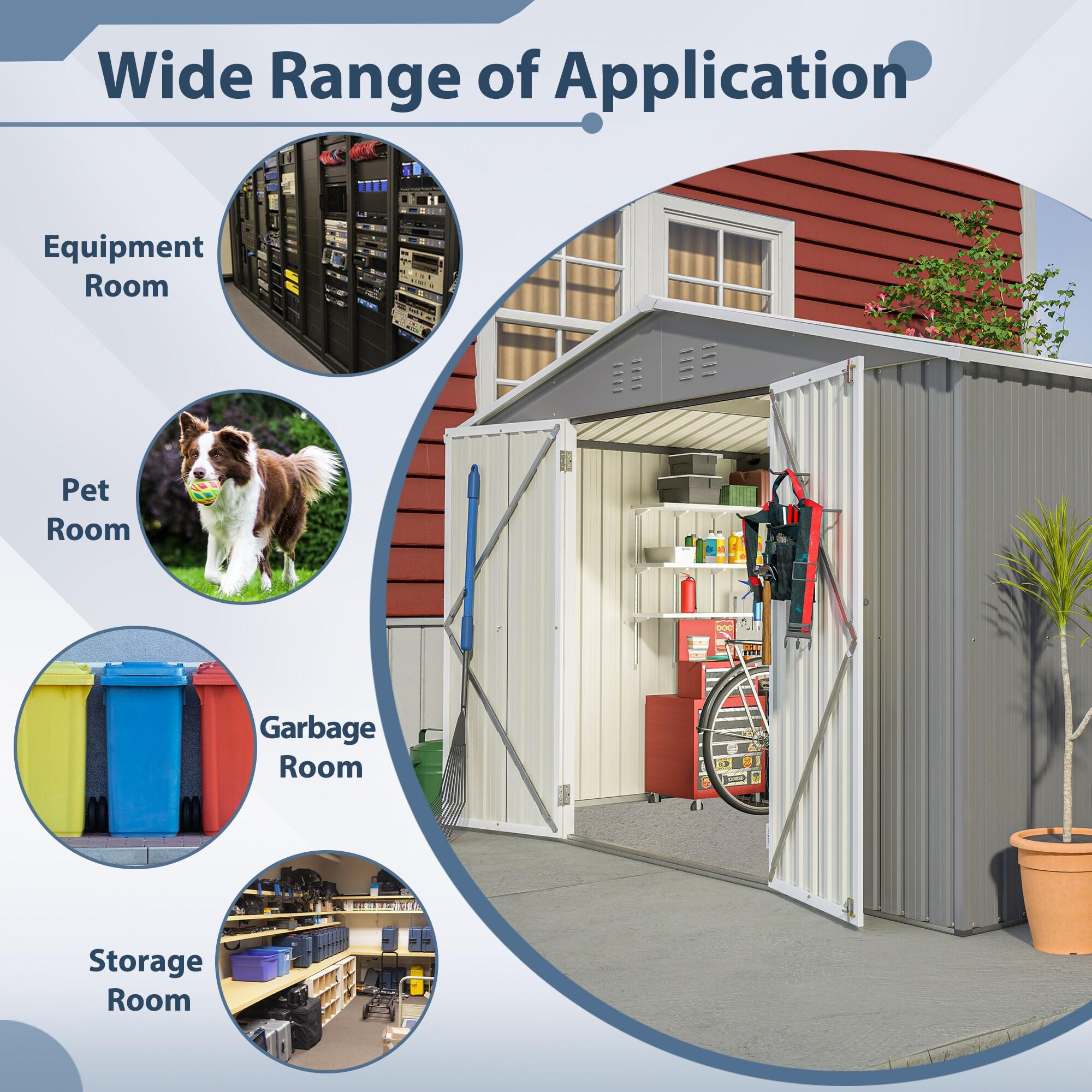 10X8 FT Outdoor Storage Shed, Metal Tool Shed & Outdoor Storage with Lockable Door and Vents Ideal for Bicycles, Tools, Lawnmowers, Backyards, Patios, Lawns