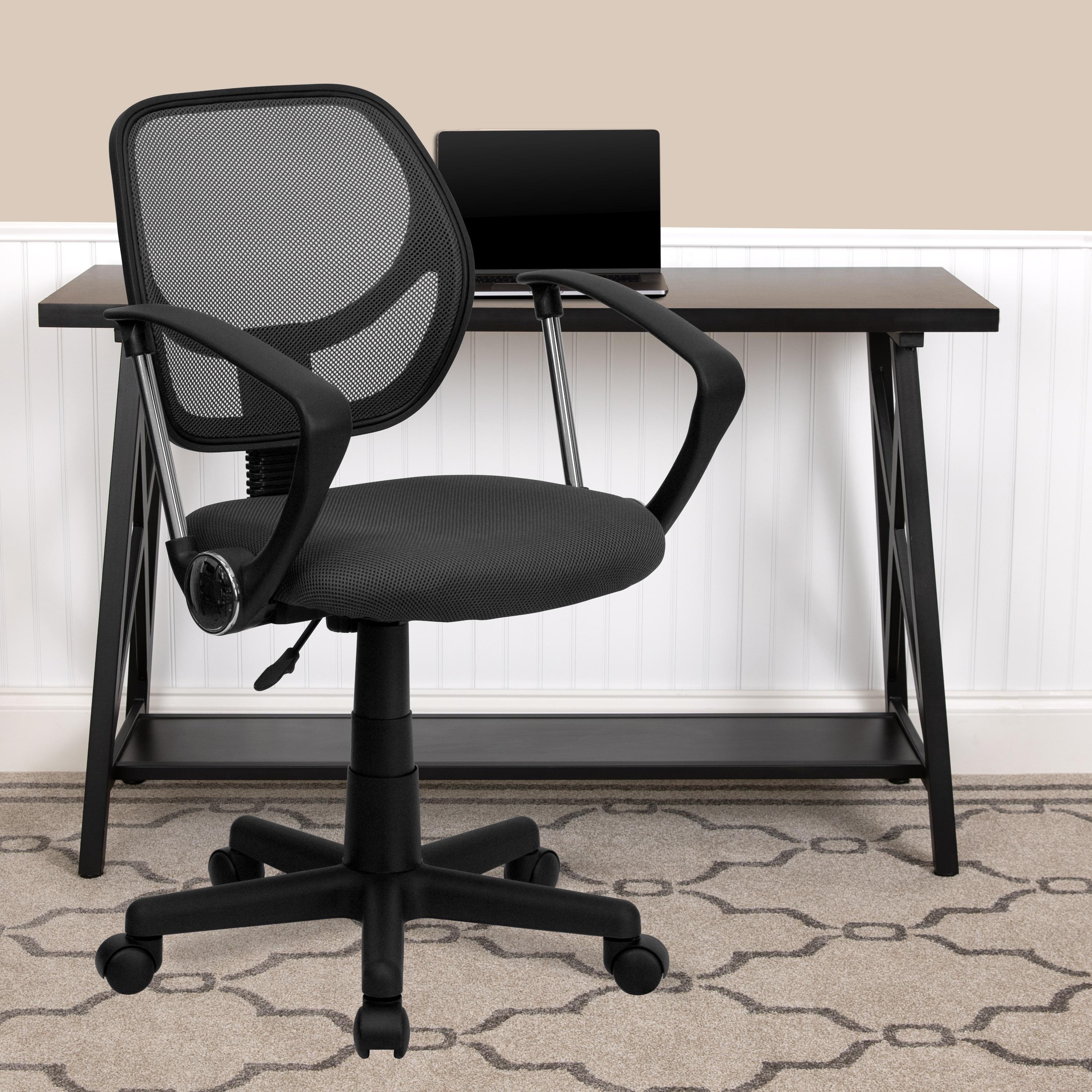 Flash Furniture Low Back Gray Mesh Swivel Task Office Chair with Arms