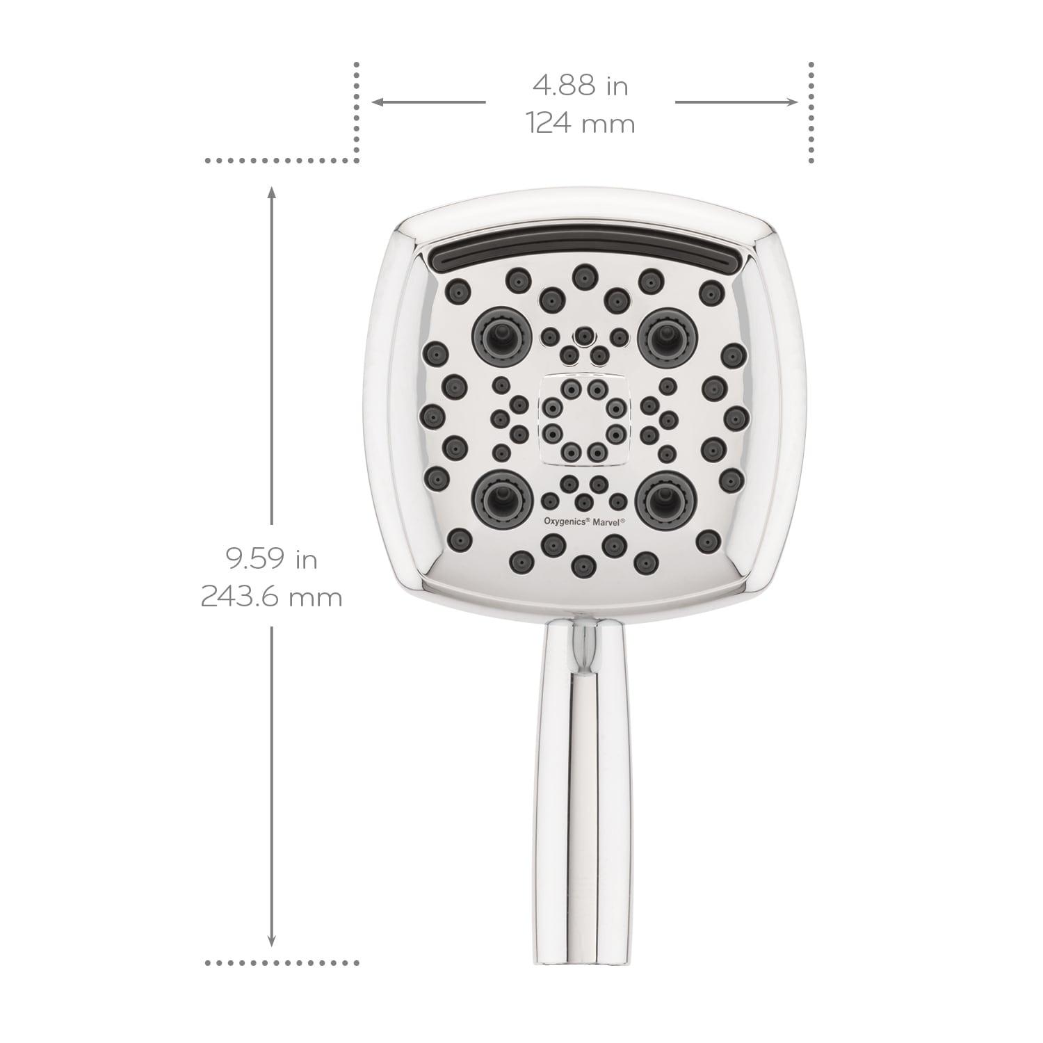 Oxygenics Marvel 6.0 -Spray Chrome 4.88-in Square Handheld High Pressure Shower Head 1.8 GPM