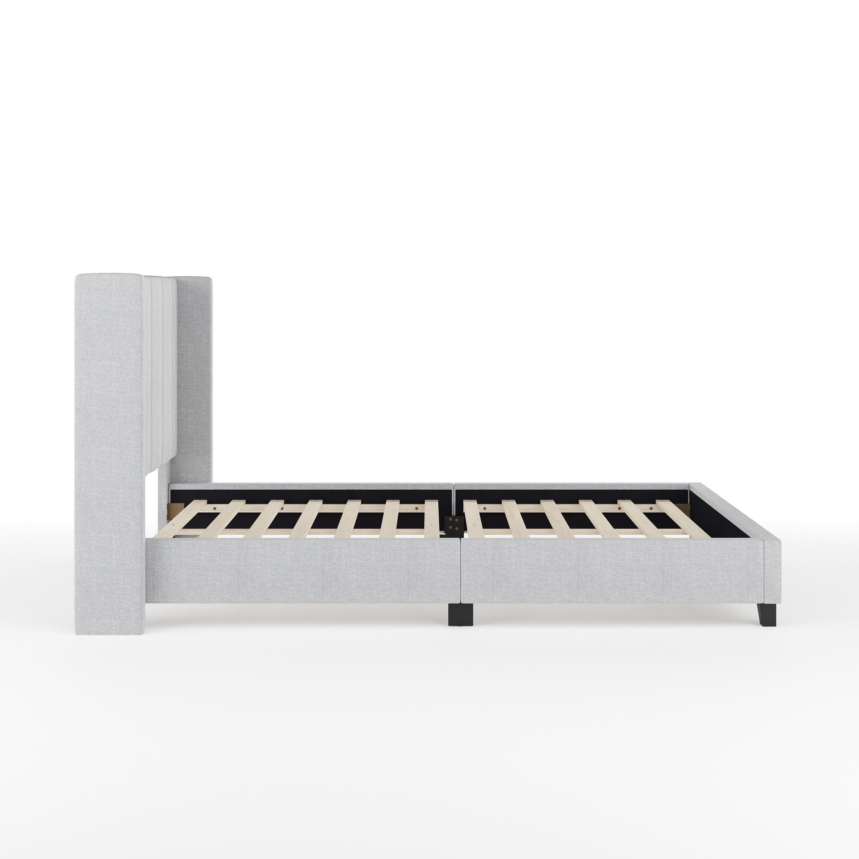 Martha Stewart Kay Upholstered Platform Bed With Channel Stitched Wingback Headboard