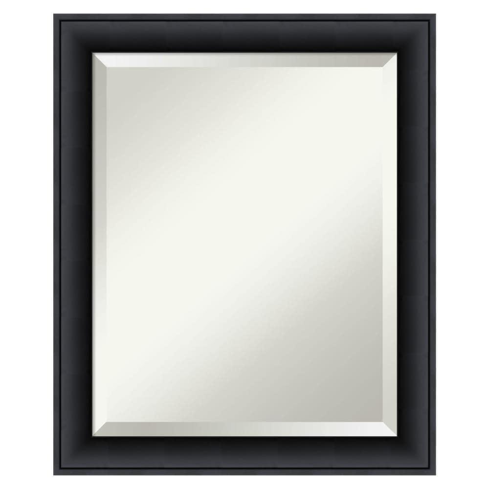 Amanti Art Beveled Wood Bathroom Wall Mirror - Nero Black Frame Outer Size: 19 x 23 in