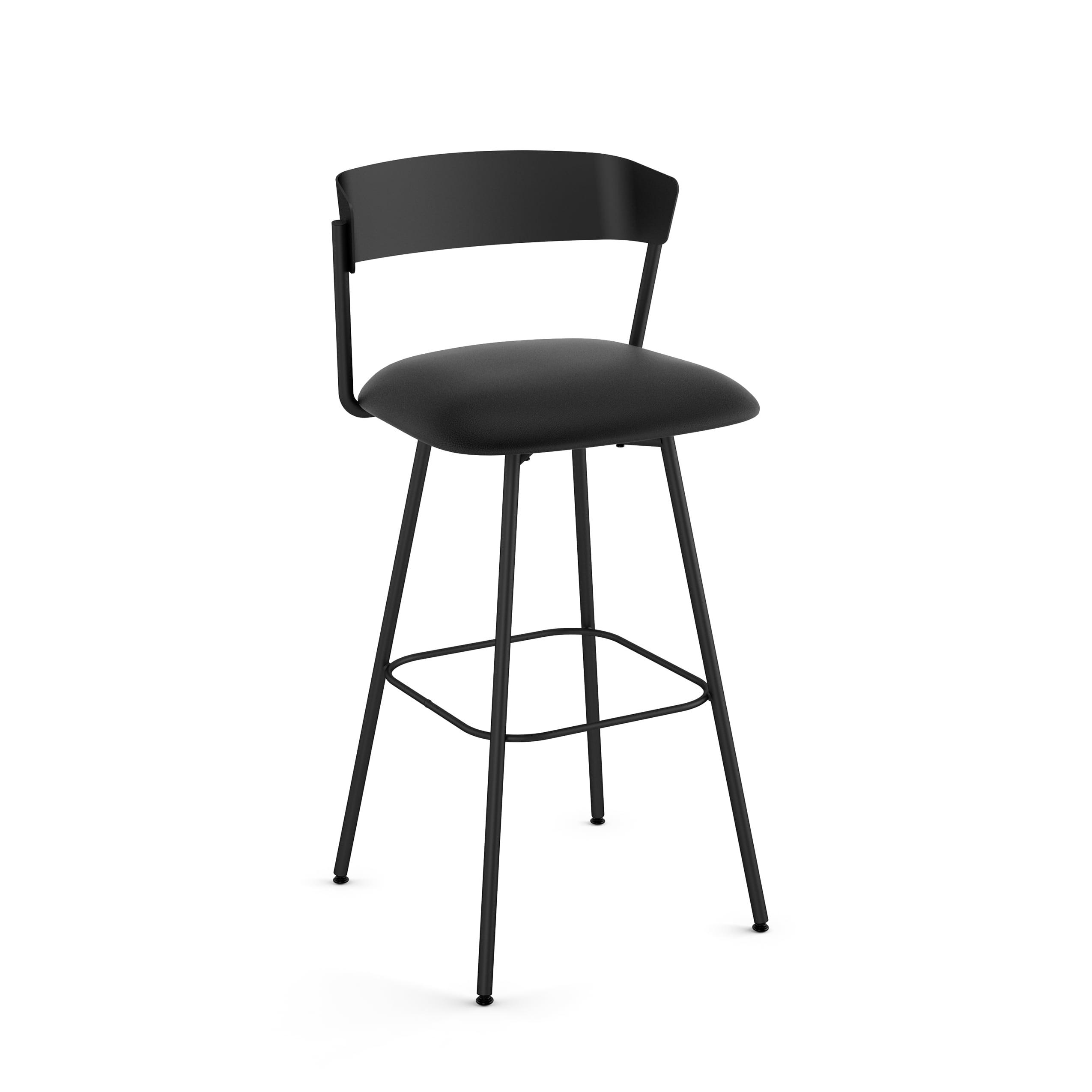 Amisco Ludwig 26 In. Swivel Counter Stool - Black Faux Leather / Black Metal