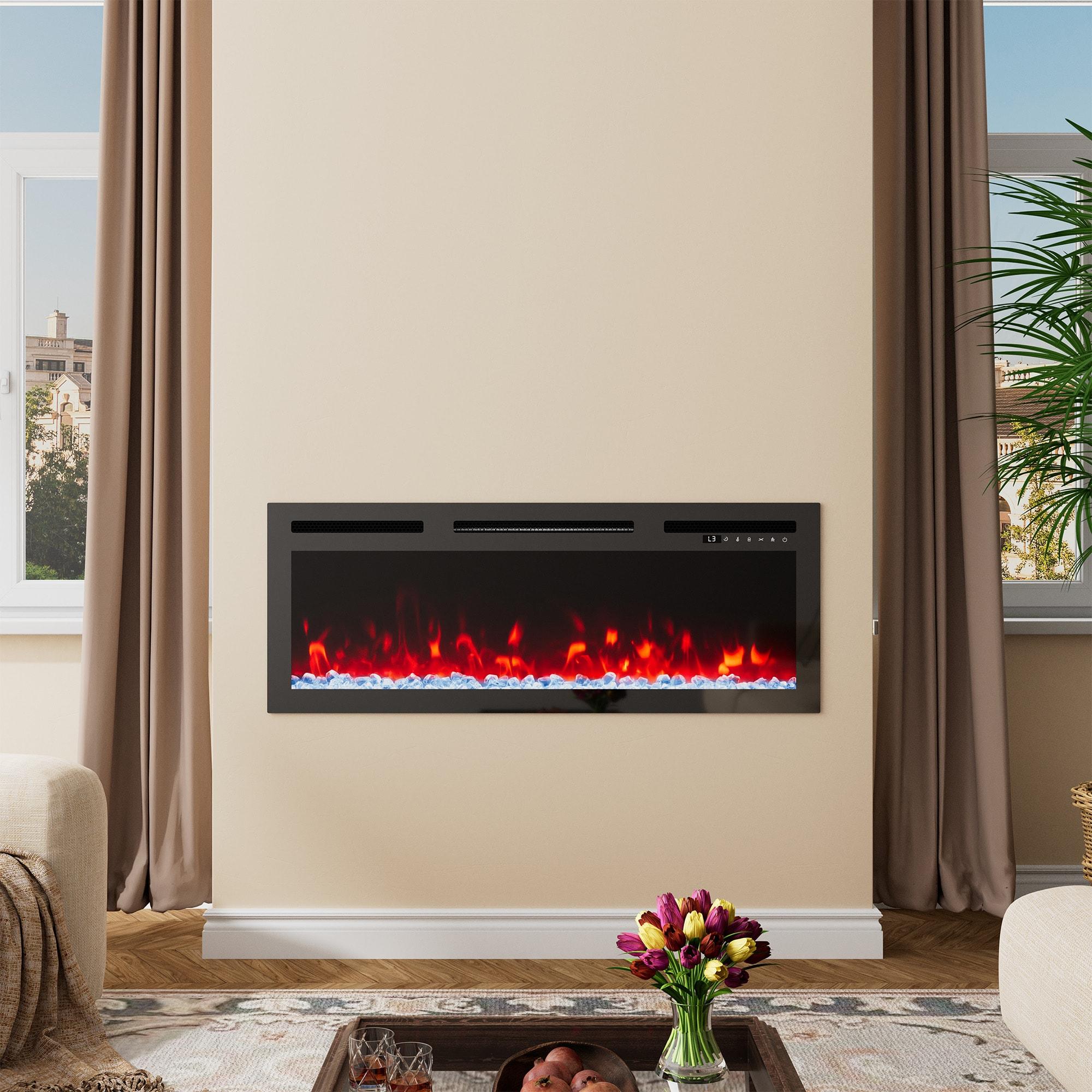 Boyel Living 36"Electric Fireplace, 11 Colors Flame Recessed Fireplace Heater w/ Crystal, Touch Panel & Remote Control Electric Fireplace Insert