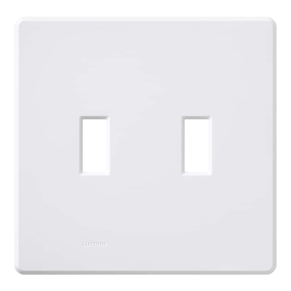 White 2-Gang Screwless Wall Plate for Toggle Switches