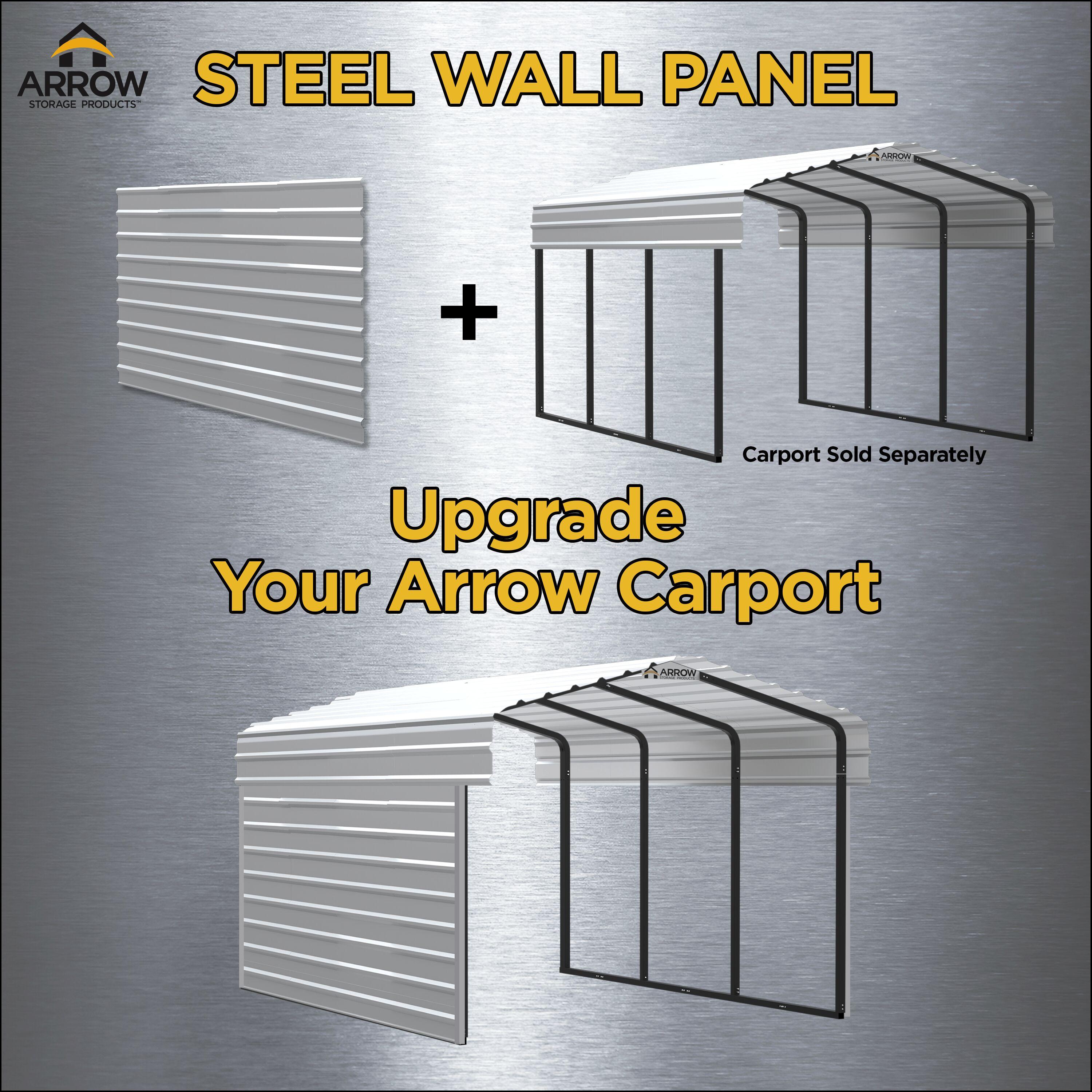 Arrow 9 x 24 ft Charcoal Two Sided Steel Carport Enclosure