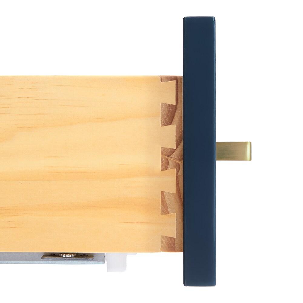 ARIEL 49" Bathroom Vanity with 1.5" Edge Pure White Quartz Countertop & Backsplash, Center Rectangular Sink, 2 Soft Closing Doors, 9 Full Extension Dovetail Drawers, Brushed Nickel - Midnight Blue