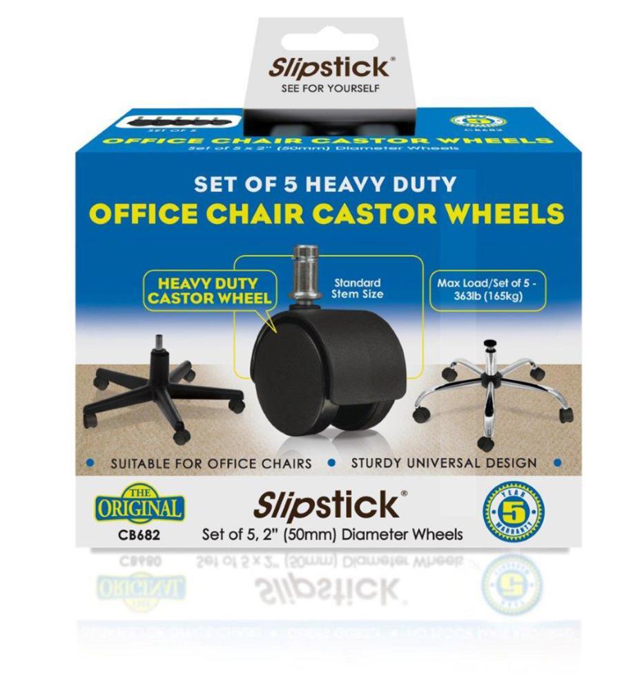 Slipstick 2" Office Chair Caster Wheel (Set of 5)