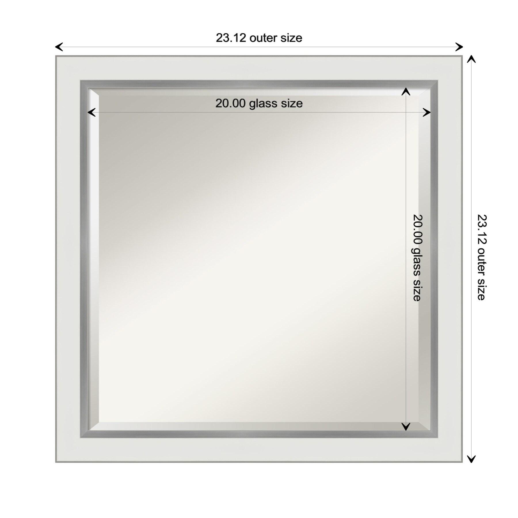 Amanti Art Eva 23-Inches x 23-Inches Framed Square Bathroom Vanity Mirror ( Satin Silver,White )