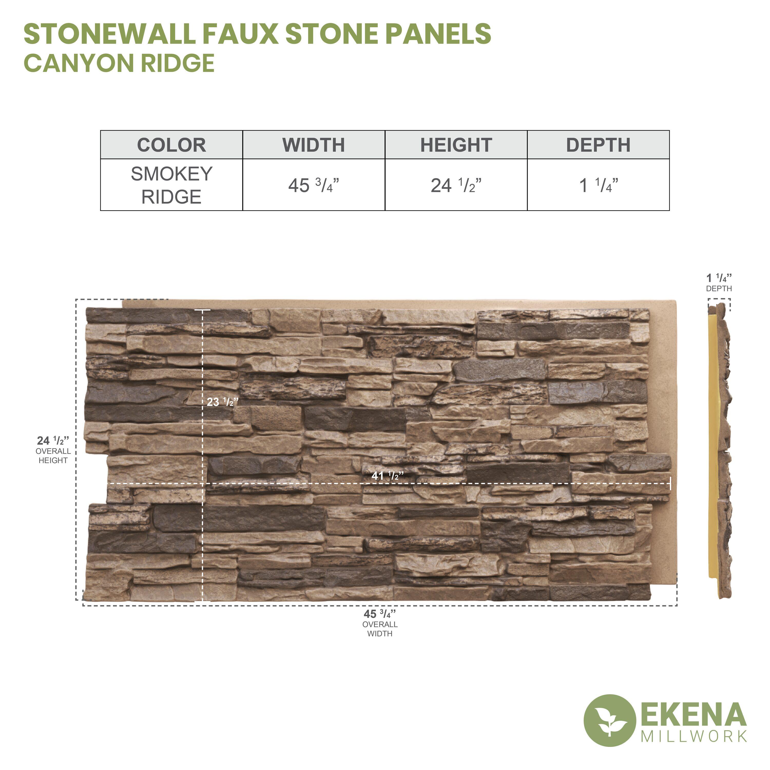 Canyon Ridge Stacked Faux Stone 45.75" x 24.5" Wall Paneling