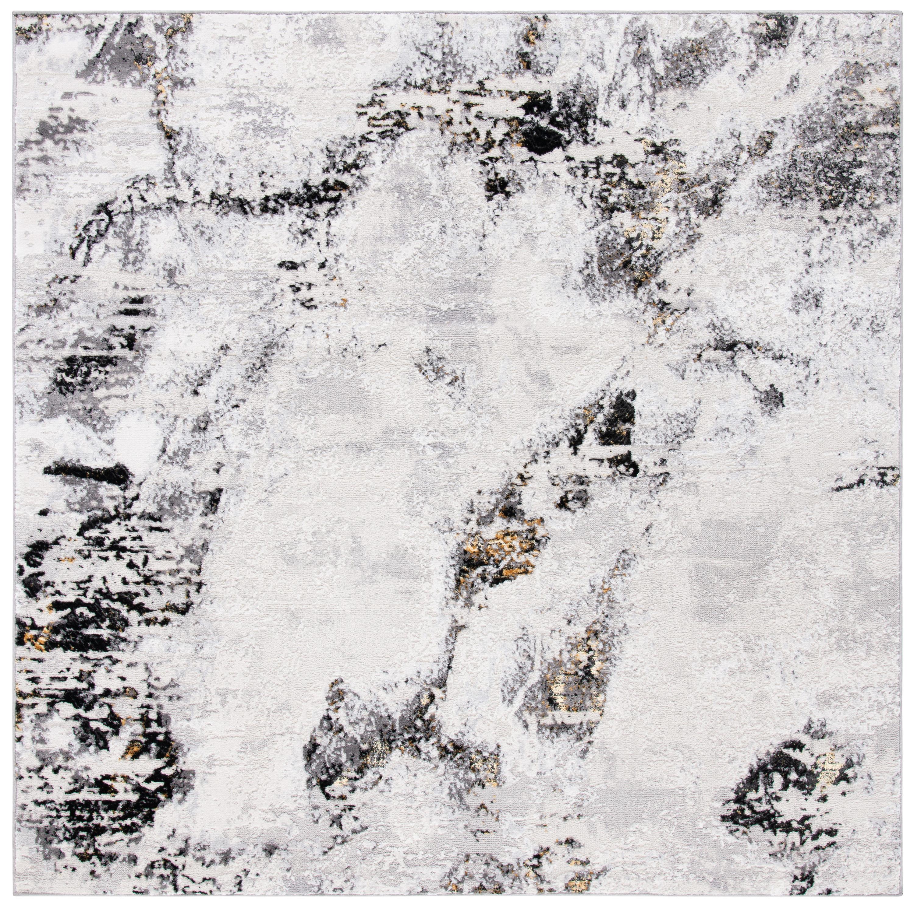 Amelia ALA232 Power Loomed Area Rug - Grey/Gold - 6'7"x6'7" - Safavieh.