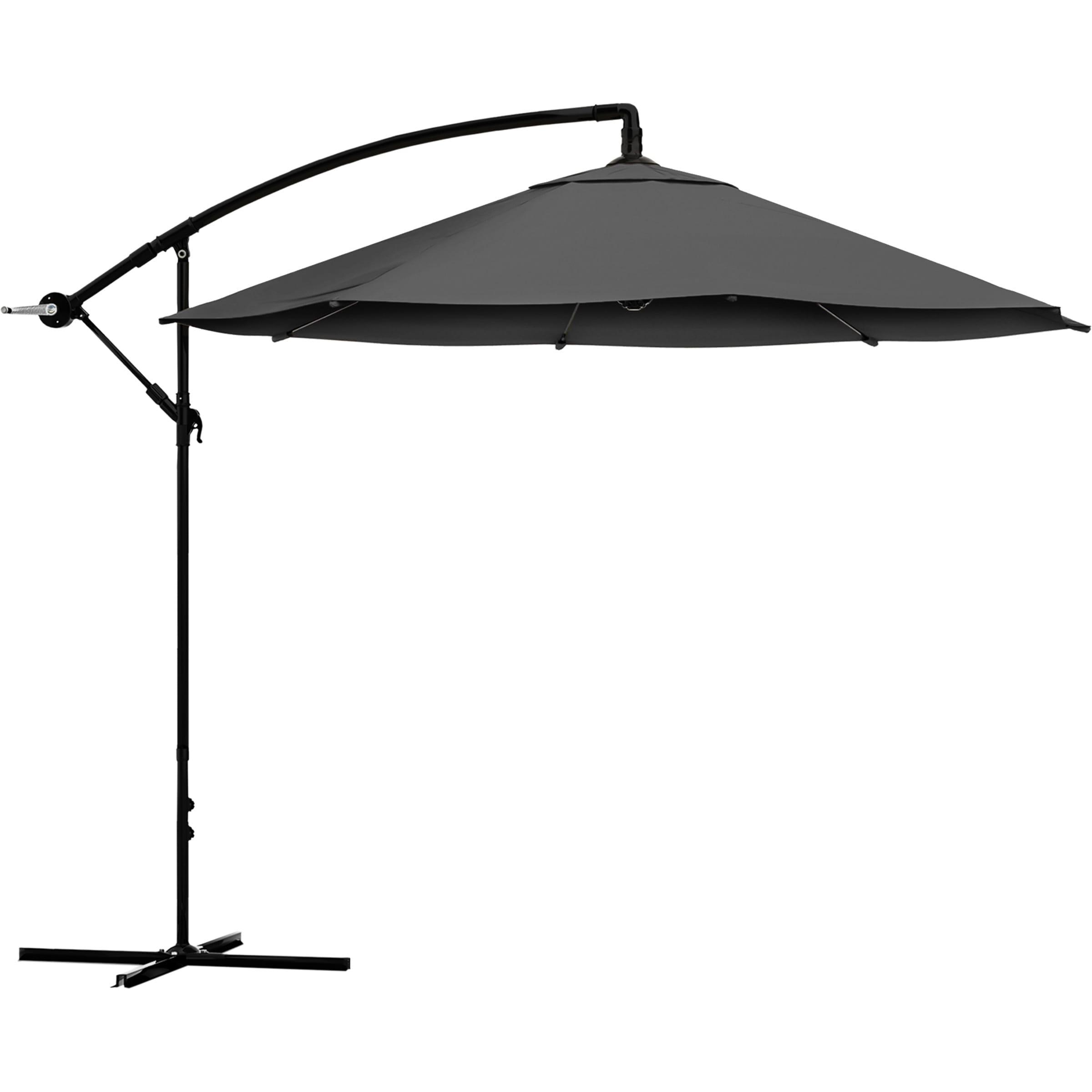 Pure Garden 10' Octagon Outdoor Patio Cantilever Umbrella Gray: Weather-Resistant with Crank Lift, 8 Ribs