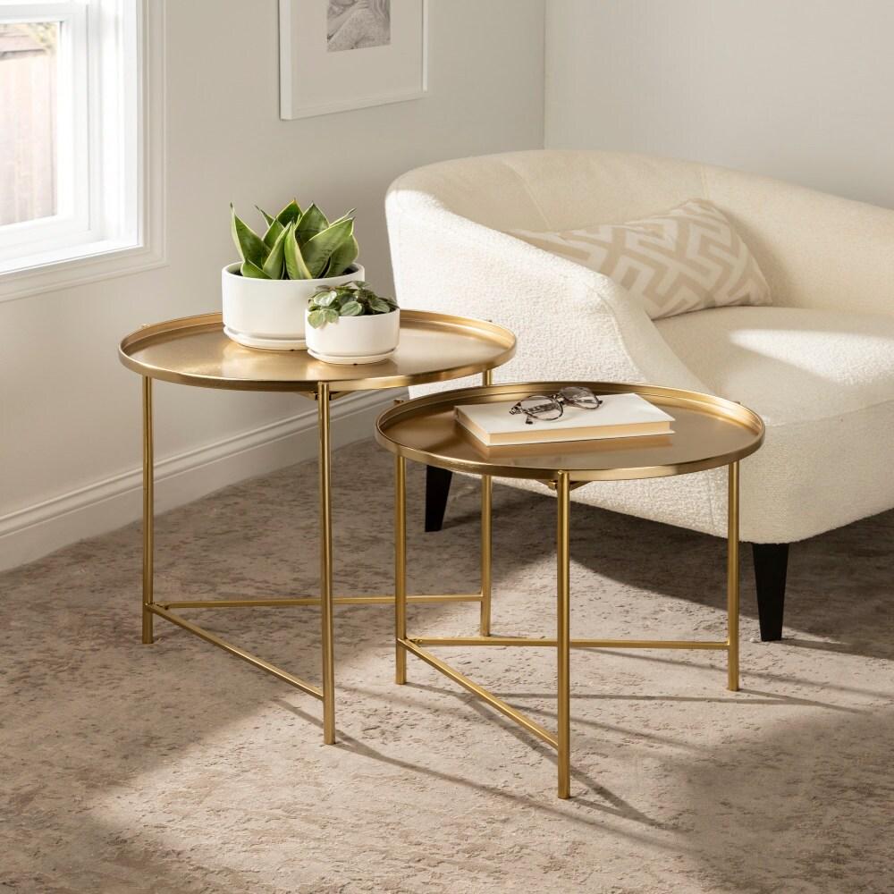 Kate and Laurel Ulani Round Metal Nesting Table, 2 Piece, Gold