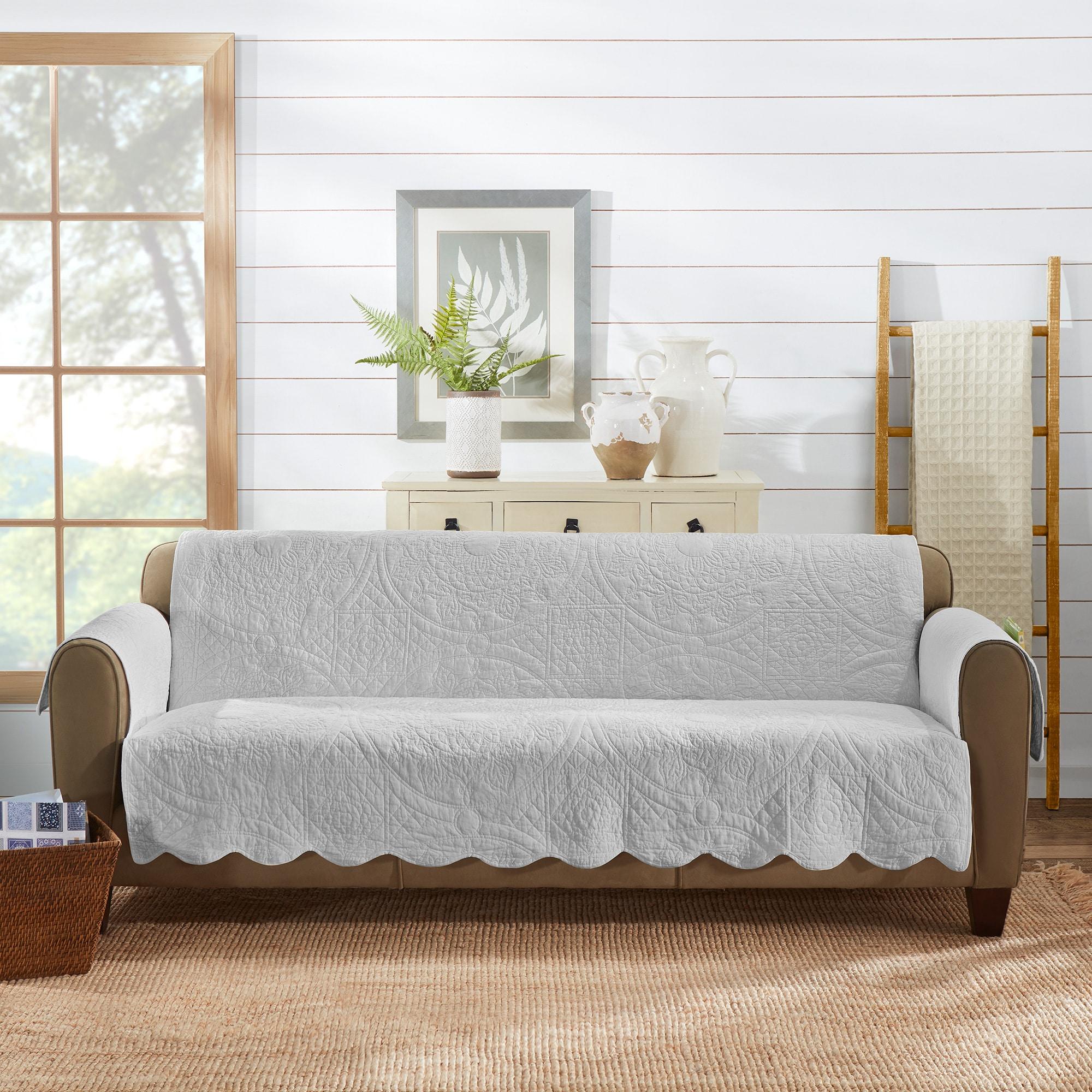 Sure Fit Heirloom Quilt Furniture Cover Cotton Box Cushion Sofa Slipcover