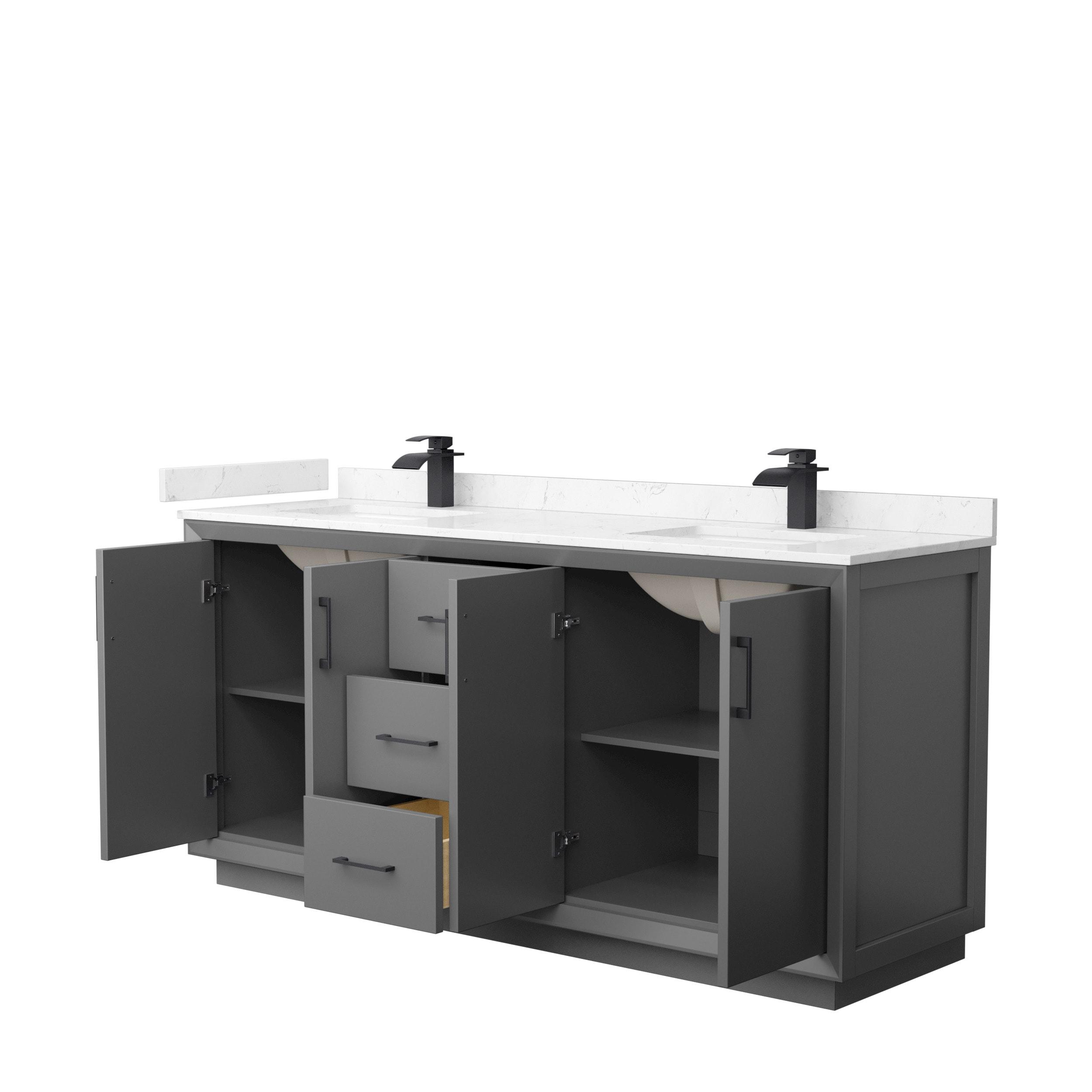 Wyndham Collection 72'' Double Bathroom Vanity with Cultured Marble Top