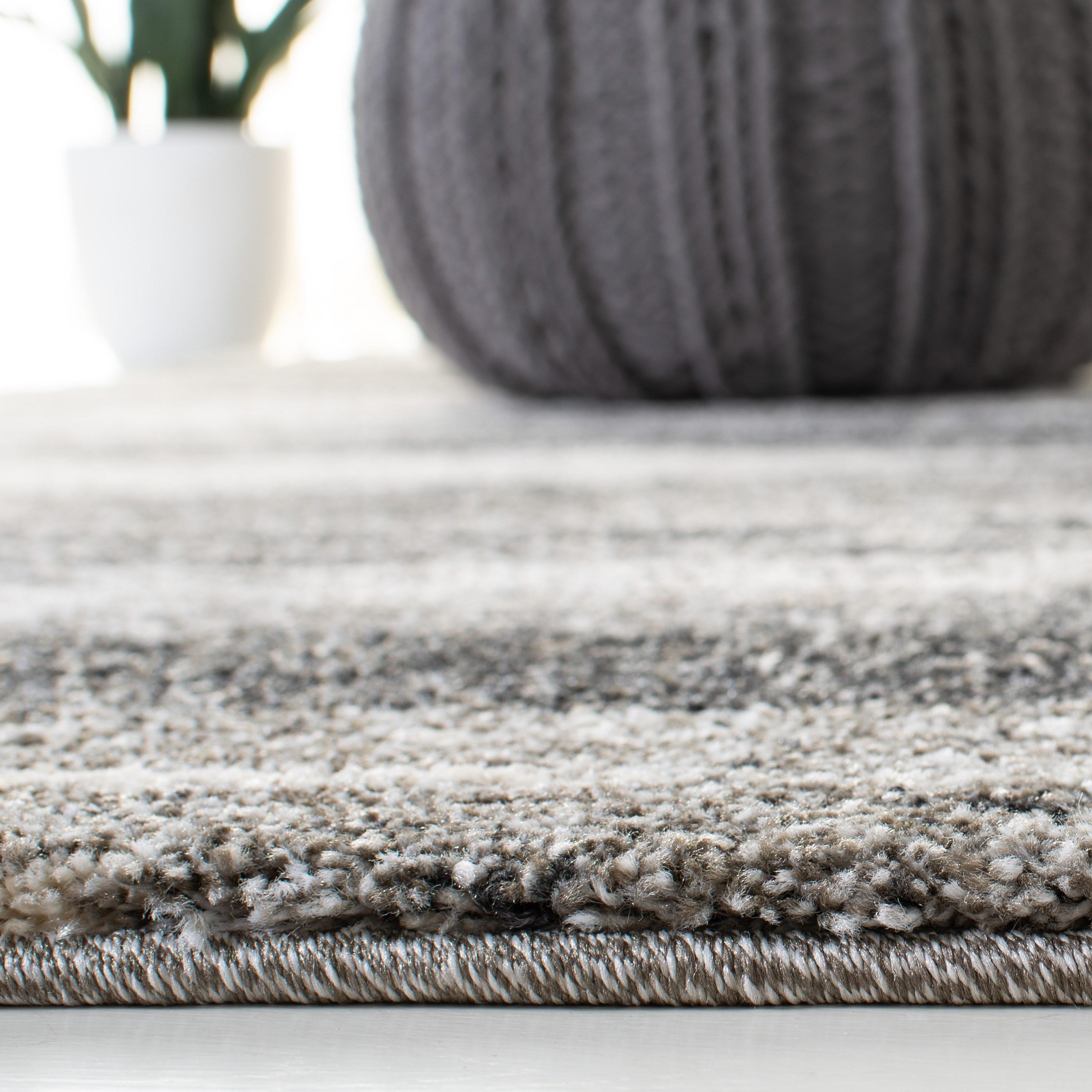 Retro Dark Grey and Light Grey 9' x 12' Shag Area Rug